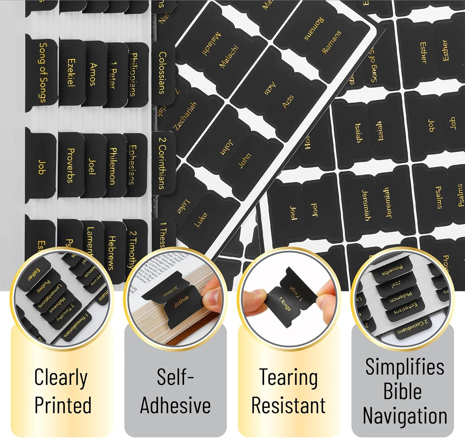 Mr. Pen- Bible Tabs, 75 Tabs, Black with Gold Foil Lettering, Laminated Bible Tabs for Women and Men - Image 5