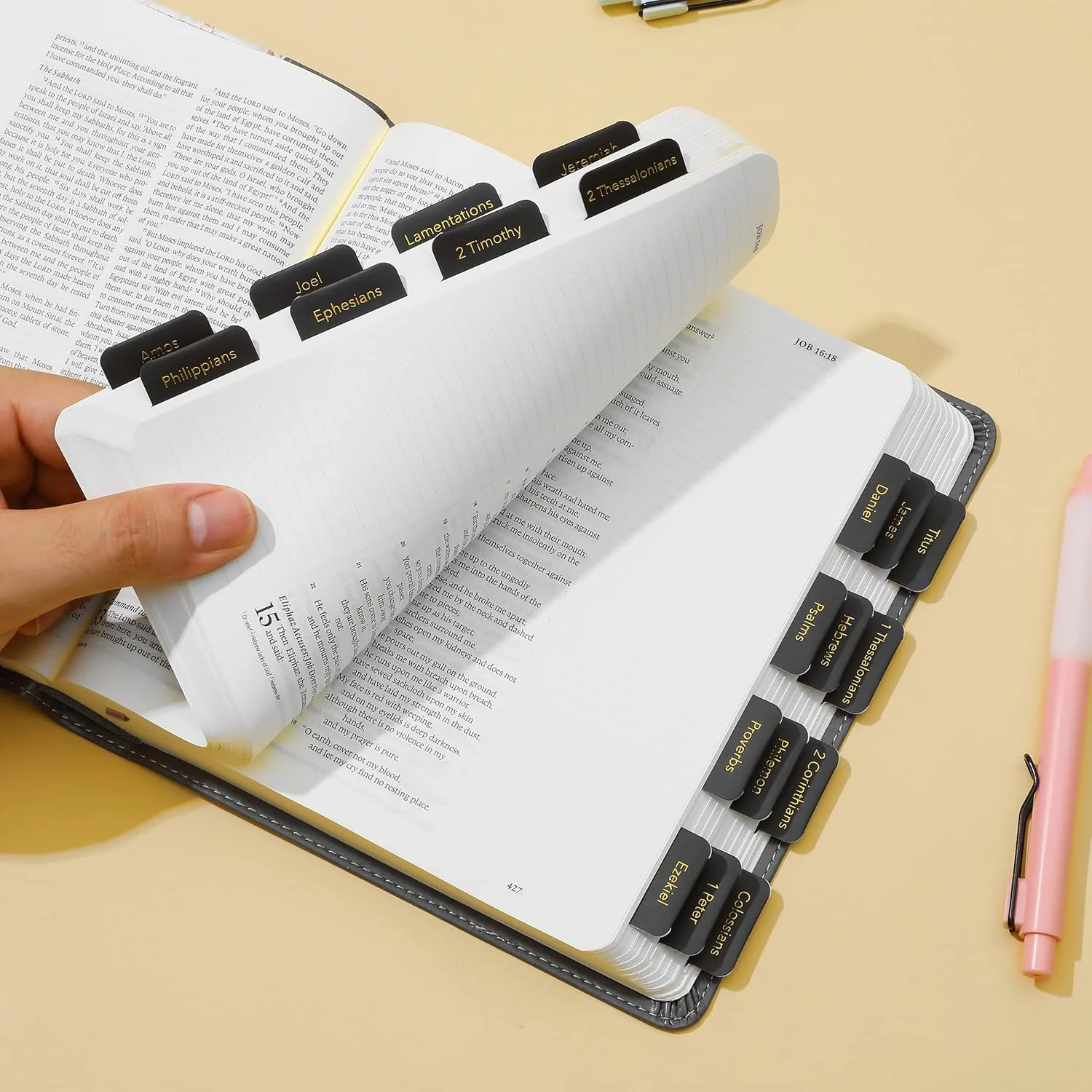 Mr. Pen- Bible Tabs, 75 Tabs, Black with Gold Foil Lettering, Laminated Bible Tabs for Women and Men - Image 6