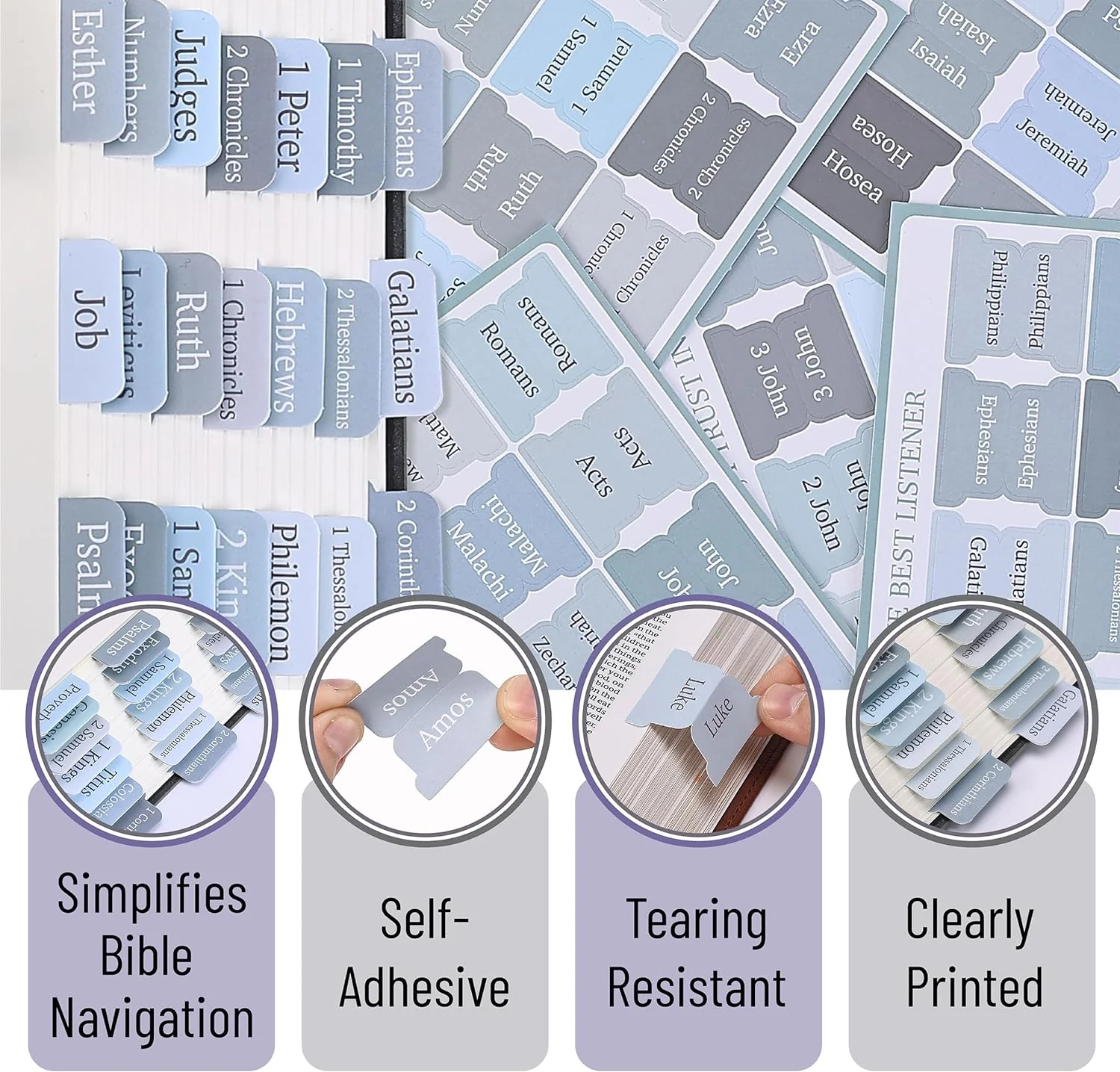 Bible Tabs, 75 Tabs, Laminated Bible Tabs for Women and Men, Bible Tabs for Study Bible, Bible Index Tabs, Bible Book Tabs, Bible Labels Tabs, Mr Pen Bible Tabs - Image 5