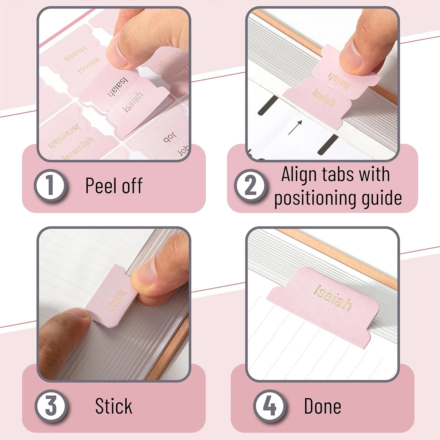 Bible Tabs, 75 Tabs, Pink Shades, Laminated Bible Tabs for Women and Men, Bible Tabs for Study Bible, Bible Index Tabs, Bible Book Tabs, Bible Labels Tabs, Mr Pen Bible Tabs - Image 4