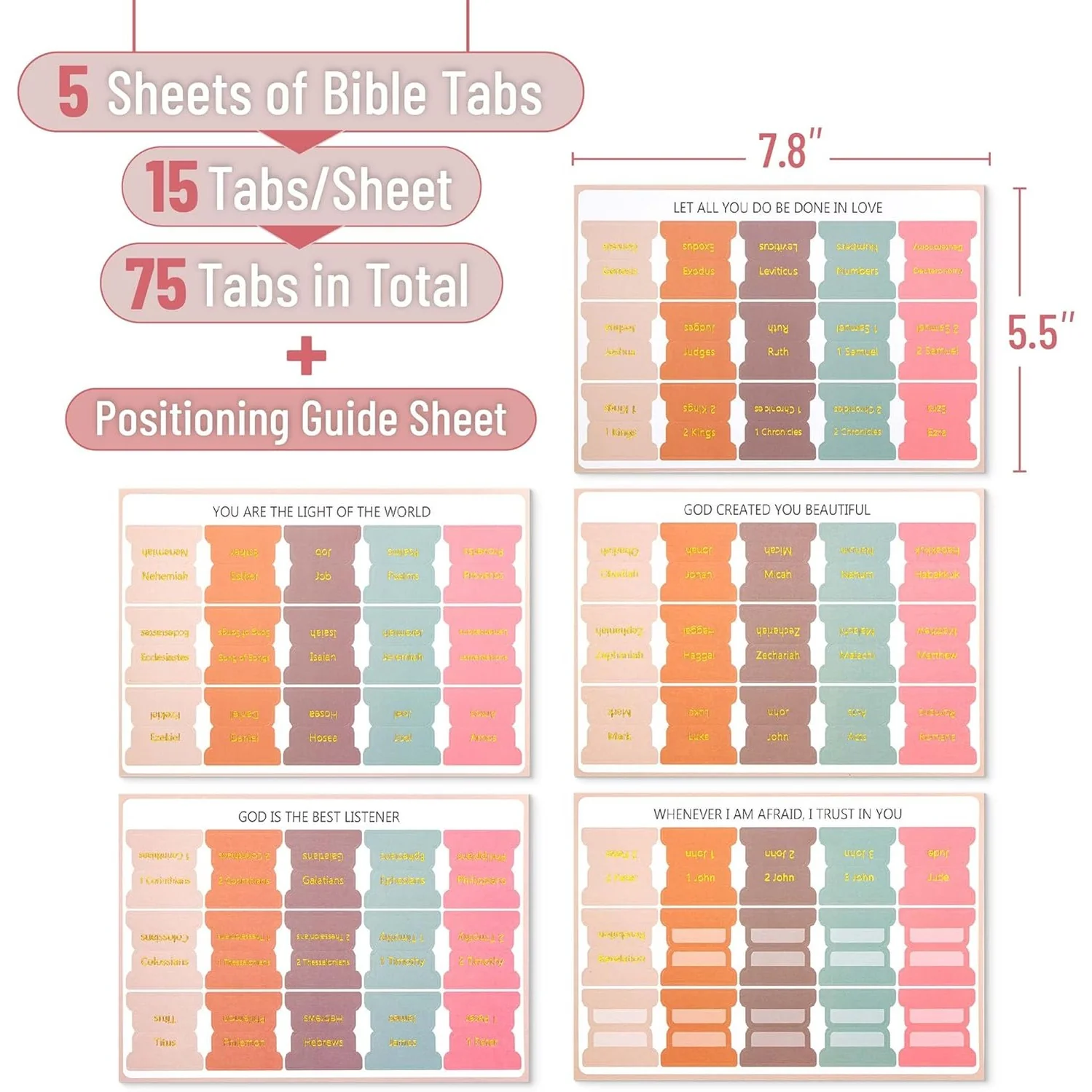 Mr. Pen- Bible Tabs, 75 Tabs, Spring Palette, Gold Embossed Lettering, Laminated Bible Tabs for Women and Men - Image 2