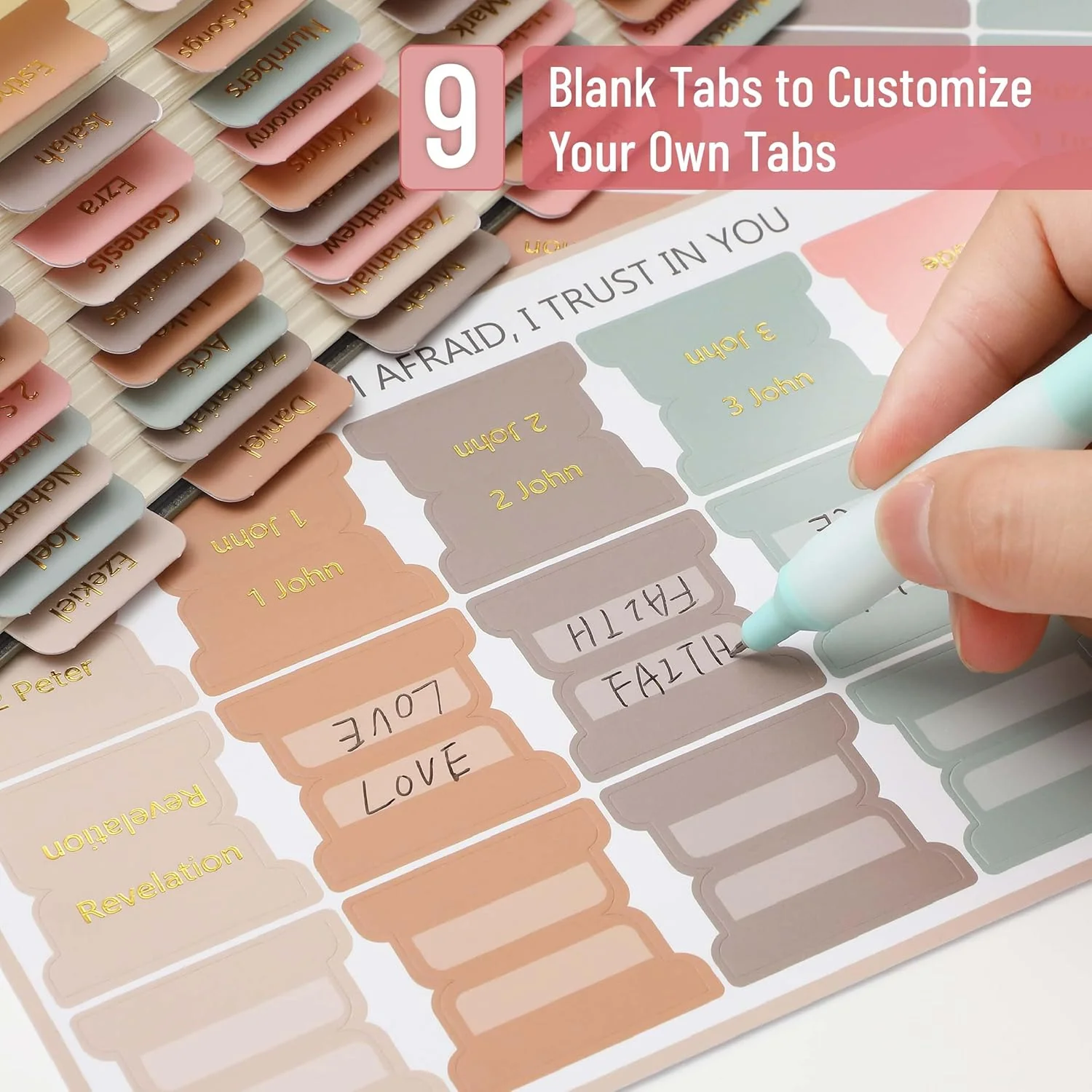 Mr. Pen- Bible Tabs, 75 Tabs, Spring Palette, Gold Embossed Lettering, Laminated Bible Tabs for Women and Men - Image 3