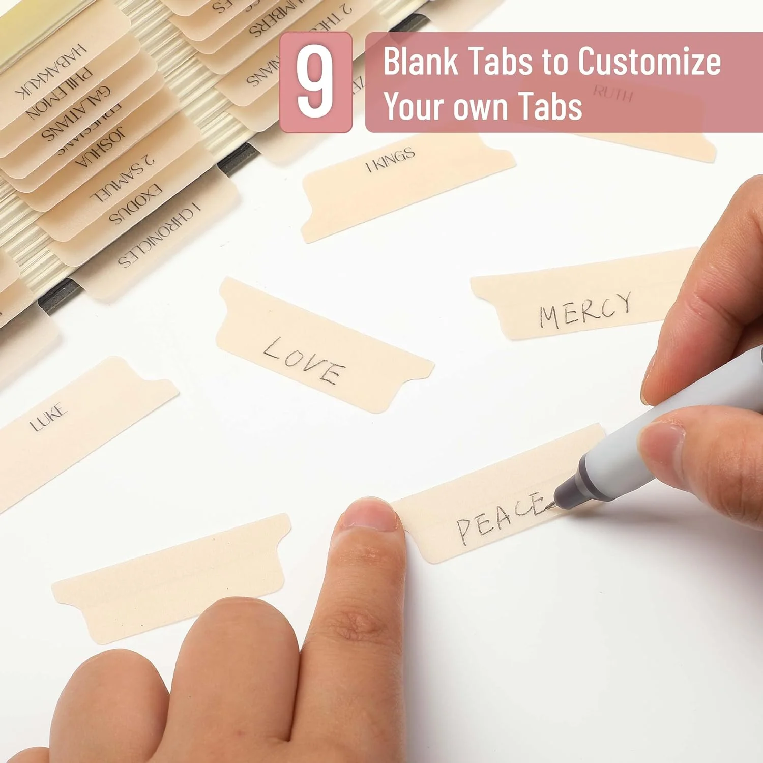 Mr. Pen- Bible Tabs, 75 Tabs, Transparent Cappuccino Laminated Bible Tabs for Women and Men, Bible Tabs for Study Bible Index Tabs, Bible Labels Tabs - Image 3