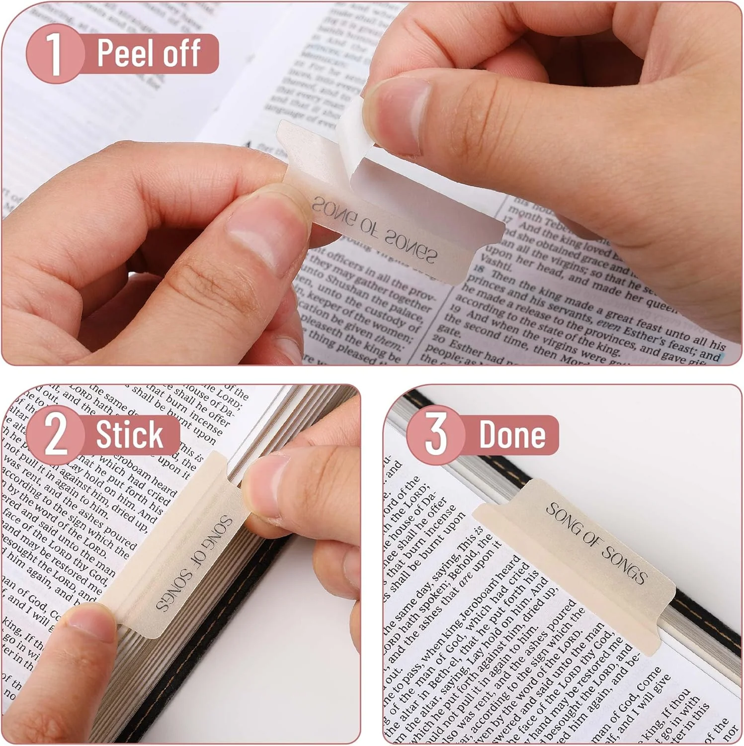 Mr. Pen- Bible Tabs, 75 Tabs, Transparent Cappuccino Laminated Bible Tabs for Women and Men, Bible Tabs for Study Bible Index Tabs, Bible Labels Tabs - Image 5
