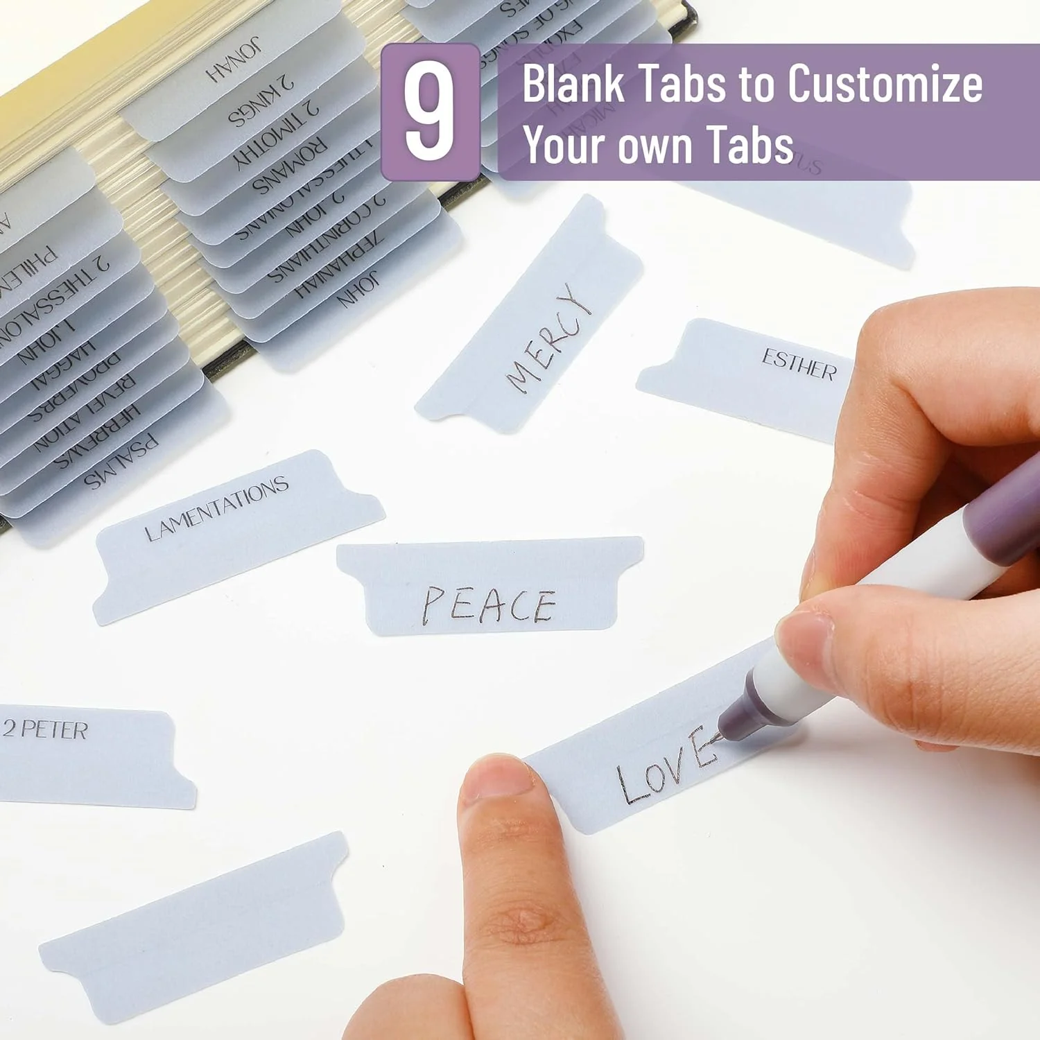 Mr. Pen- Bible Tabs, 75 Tabs, Transparent Dusty Blue Laminated Bible Tabs for Women and Men - Image 3