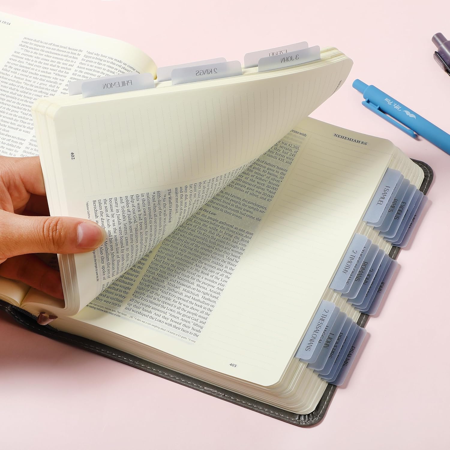 Mr. Pen- Bible Tabs, 75 Tabs, Transparent Dusty Blue Laminated Bible Tabs for Women and Men - Image 6