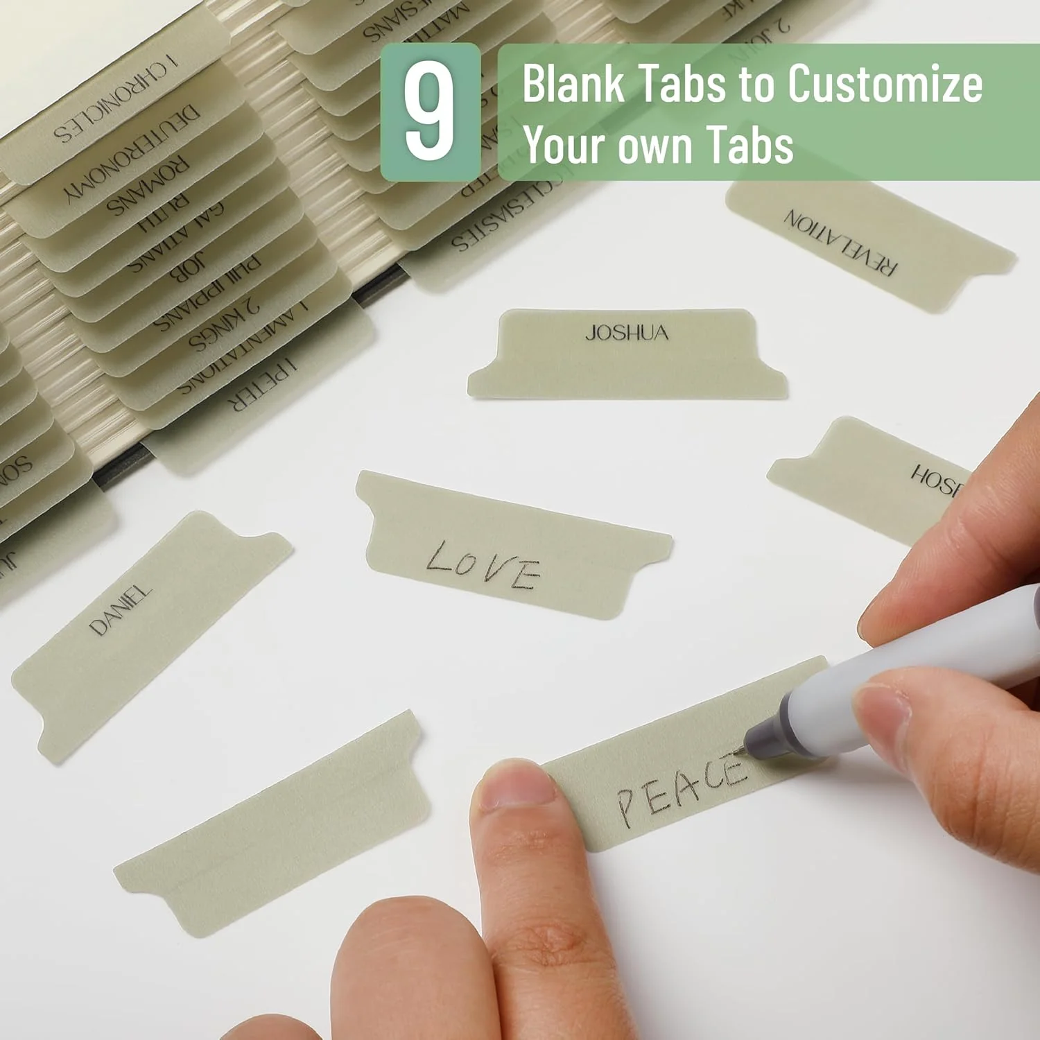 Mr. Pen- Bible Tabs, 75 Tabs, Transparent Olive Green Laminated Bible Tabs for Women and Men, Bible Tabs for Study Bible Index Tabs - Image 3