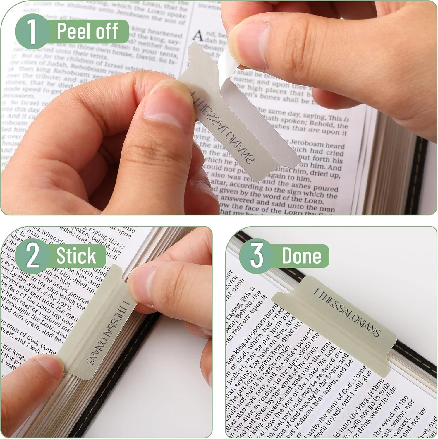 Mr. Pen- Bible Tabs, 75 Tabs, Transparent Olive Green Laminated Bible Tabs for Women and Men, Bible Tabs for Study Bible Index Tabs - Image 5