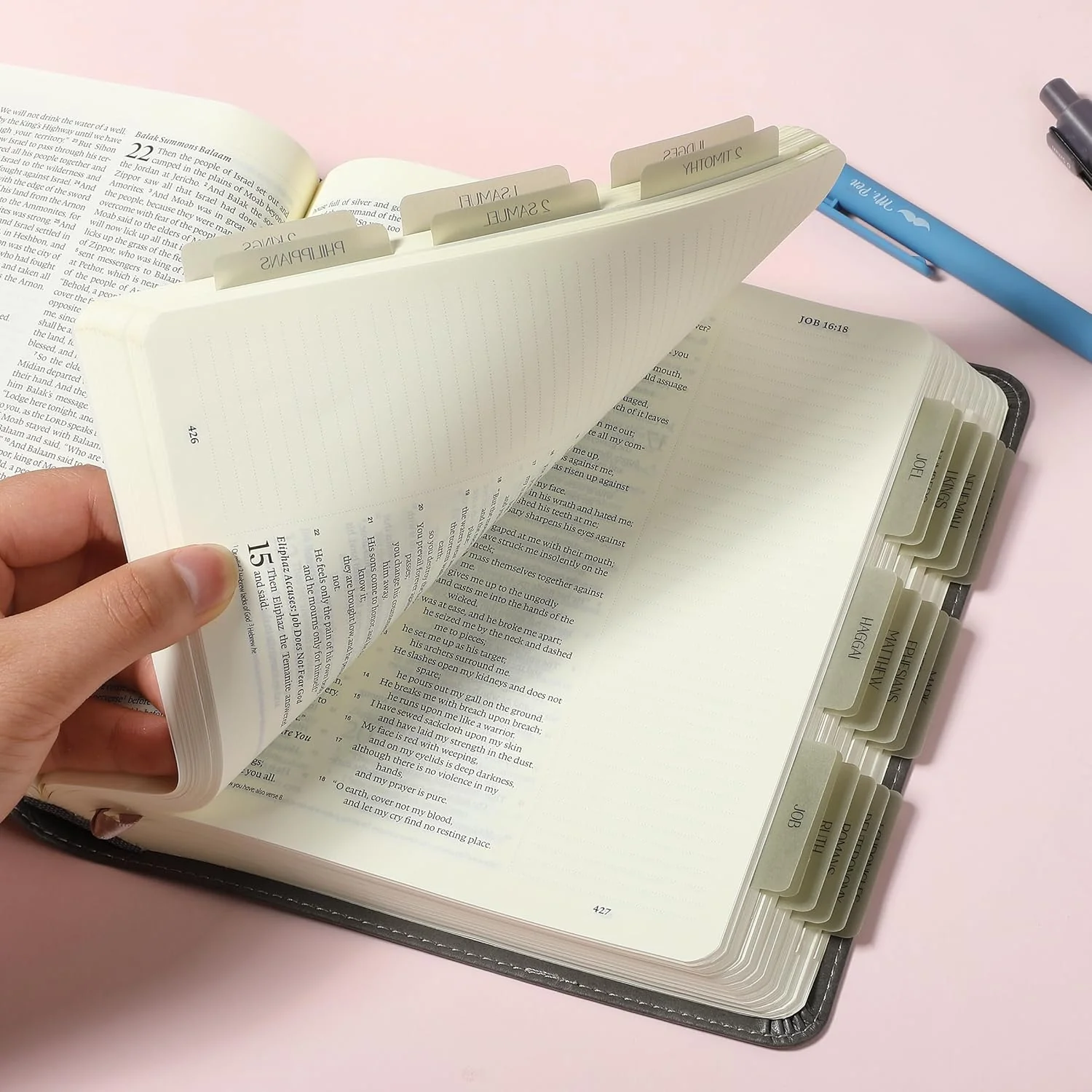 Mr. Pen- Bible Tabs, 75 Tabs, Transparent Olive Green Laminated Bible Tabs for Women and Men, Bible Tabs for Study Bible Index Tabs - Image 8