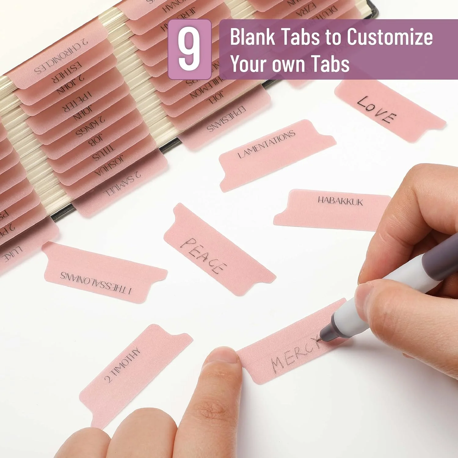 Mr. Pen- Bible Tabs, 75 Tabs, Transparent Pink Laminated Bible Tabs for Women and Men - Image 3
