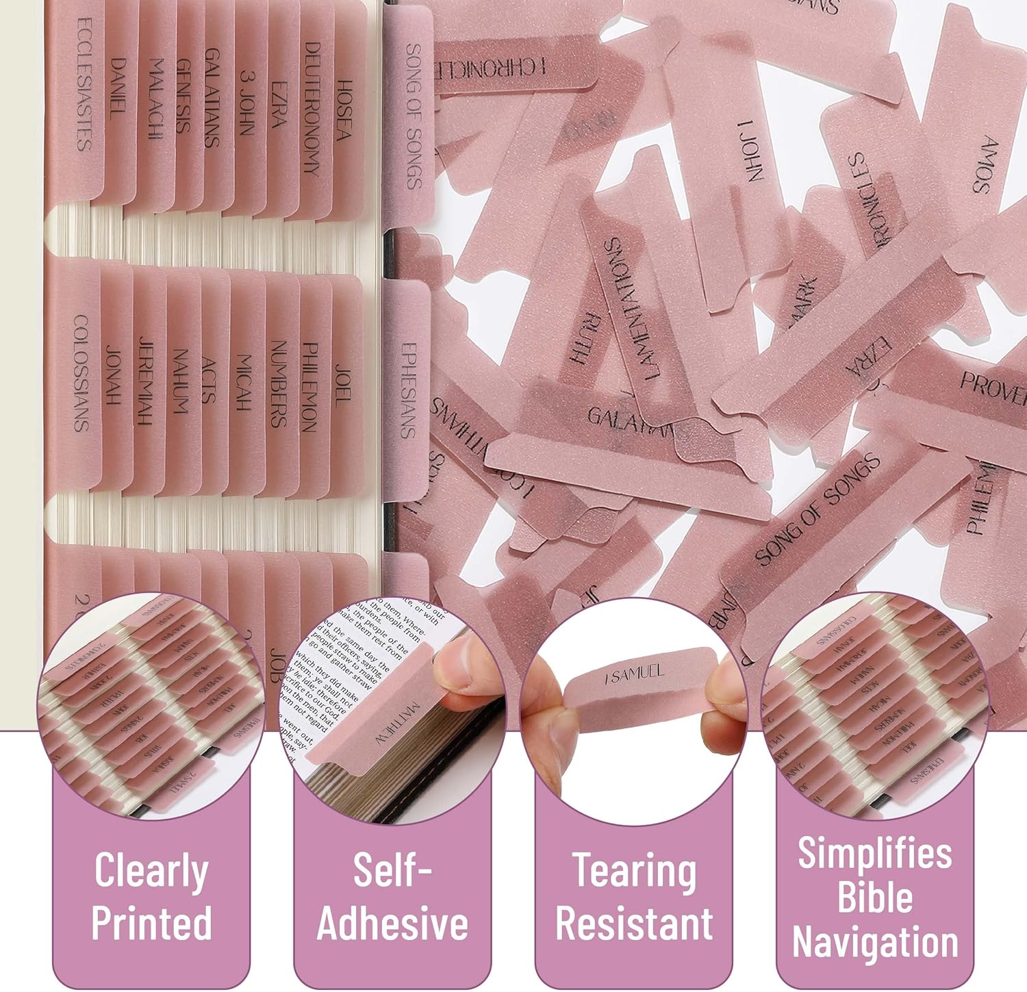 Mr. Pen- Bible Tabs, 75 Tabs, Transparent Pink Laminated Bible Tabs for Women and Men - Image 4