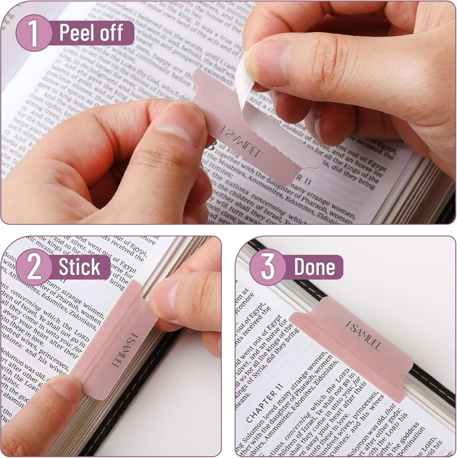 Mr. Pen- Bible Tabs, 75 Tabs, Transparent Pink Laminated Bible Tabs for Women and Men - Image 5