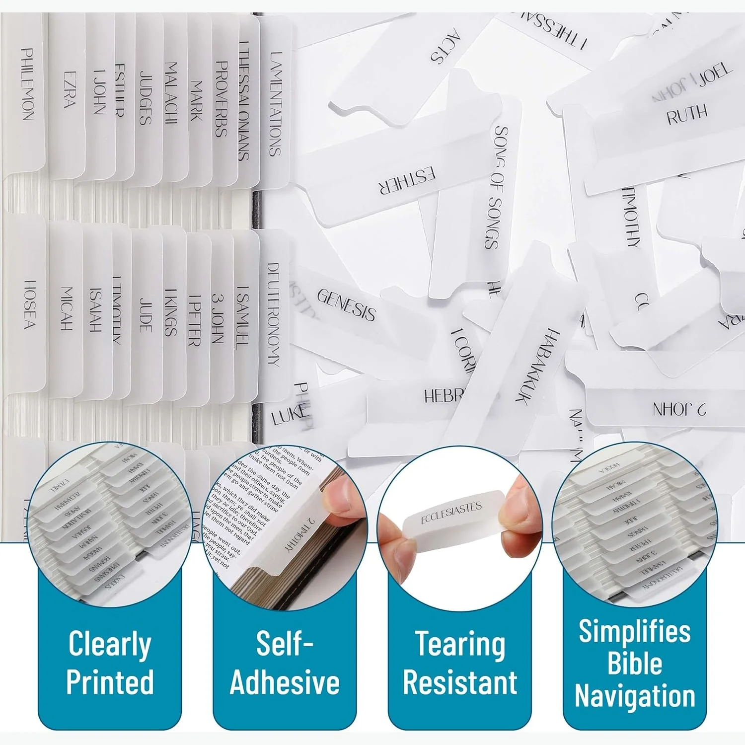 Mr. Pen- Bible Tabs, 75 Tabs, Transparent White Laminated Bible Tabs for Women and Men - Image 4