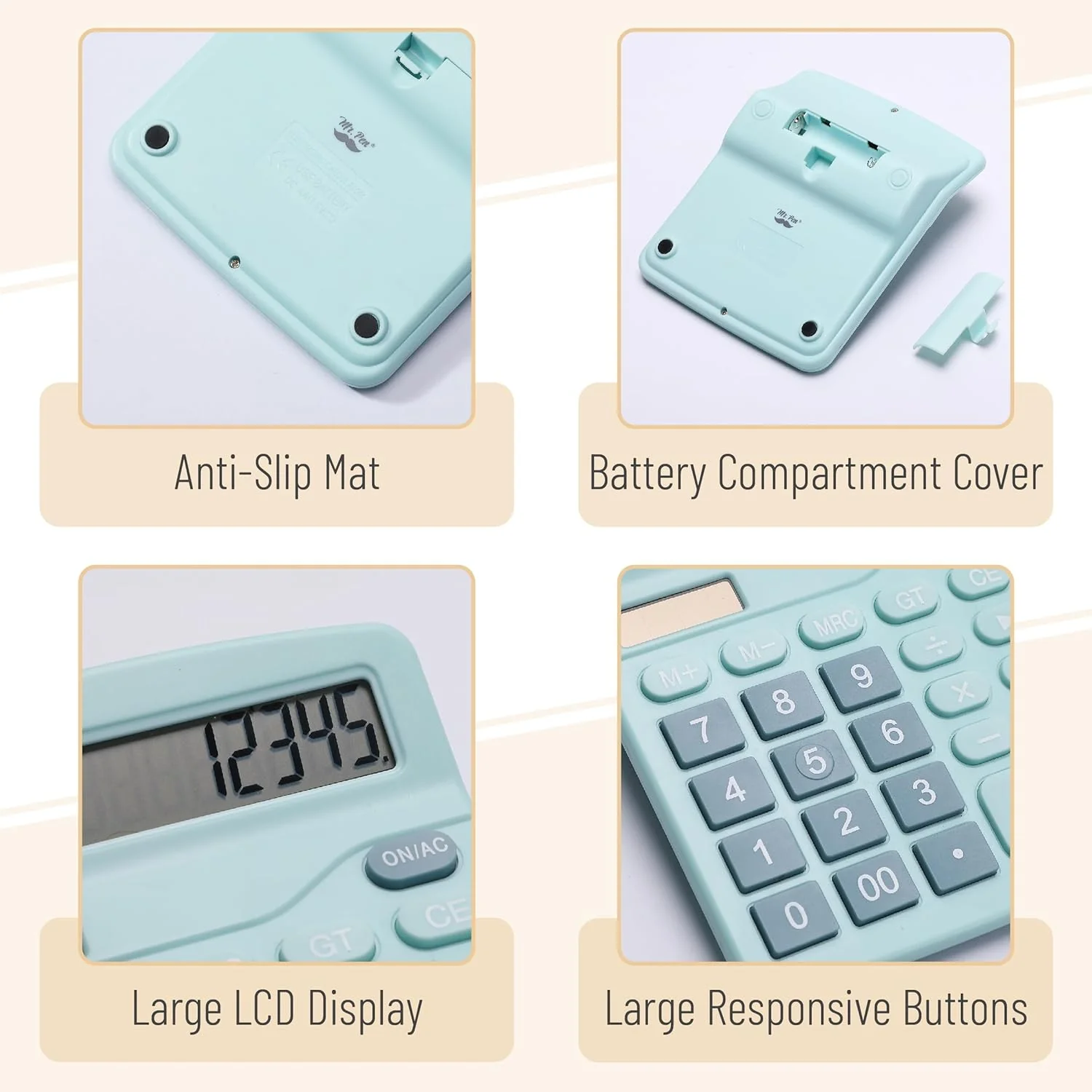 Desktop Calculator, 12-Digit Large Display, Blue, Standard Function - Image 4