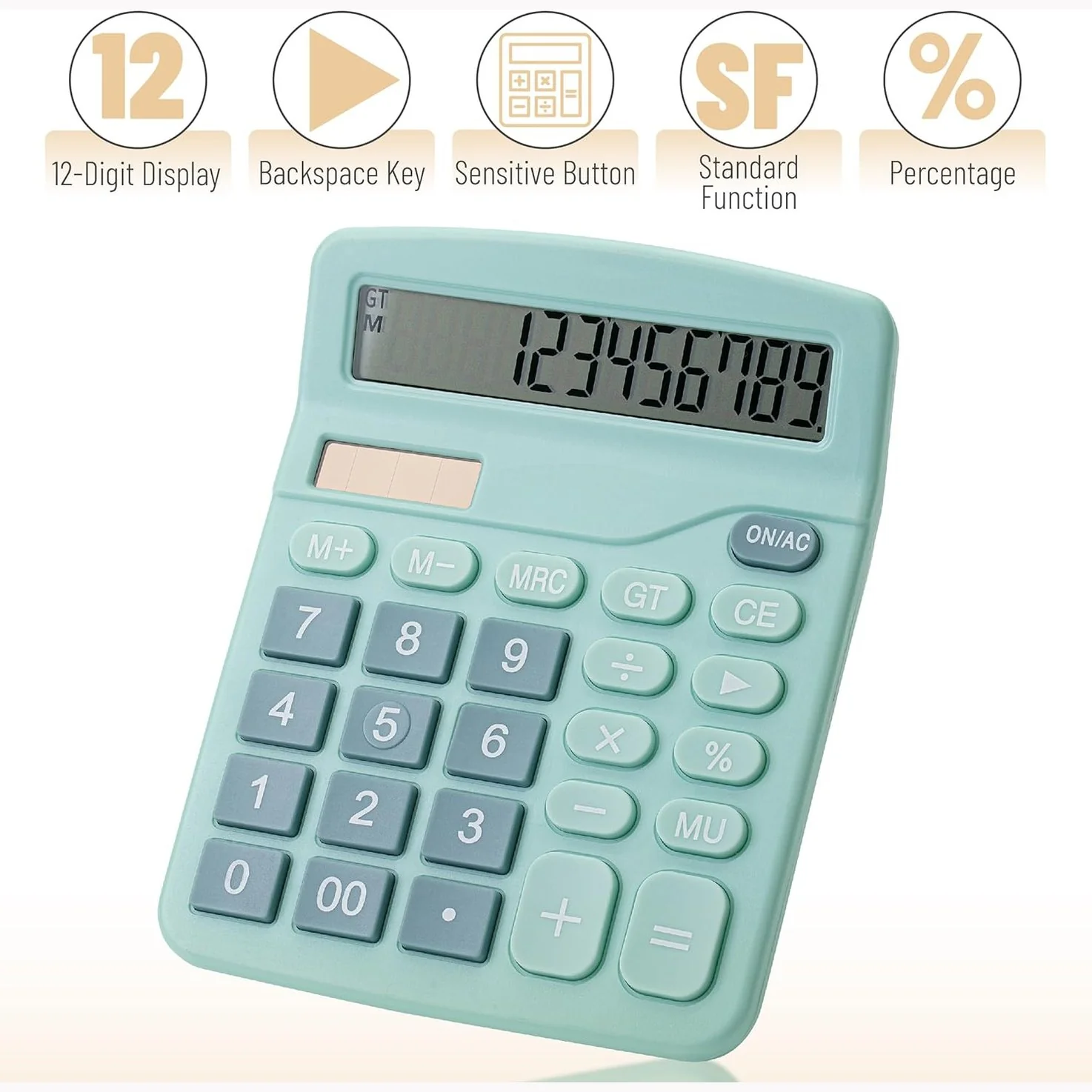 Desktop Calculator, 12-Digit Large Display, Blue, Standard Function - Image 5