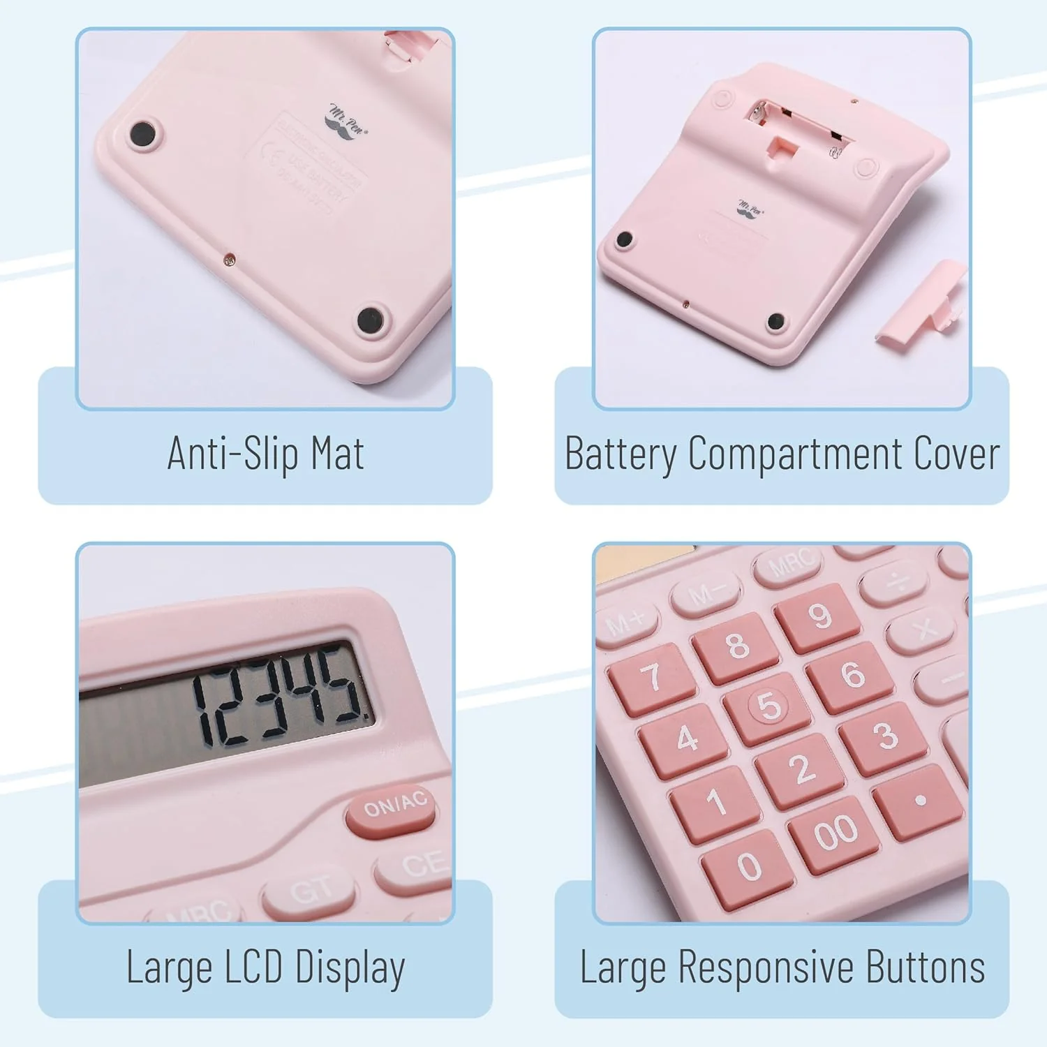 Cute Desktop Calculator, 12-Digit Large Display, Pink, Big Keys - Image 4