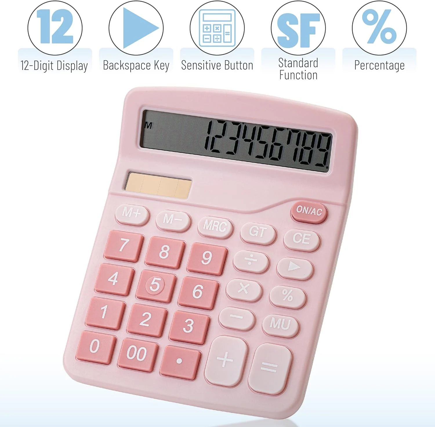 Cute Desktop Calculator, 12-Digit Large Display, Pink, Big Keys - Image 5
