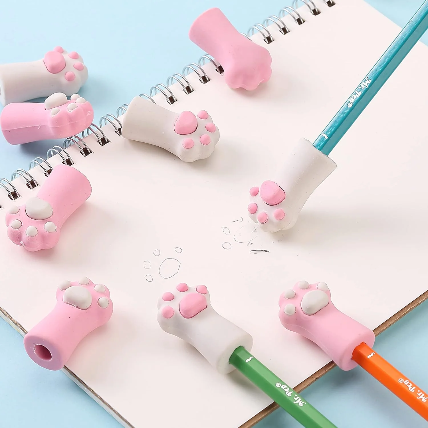 Cute Cat Paw Top Eraser, 12 Pack, Pencil Eraser Toppers, Caps - Image 7