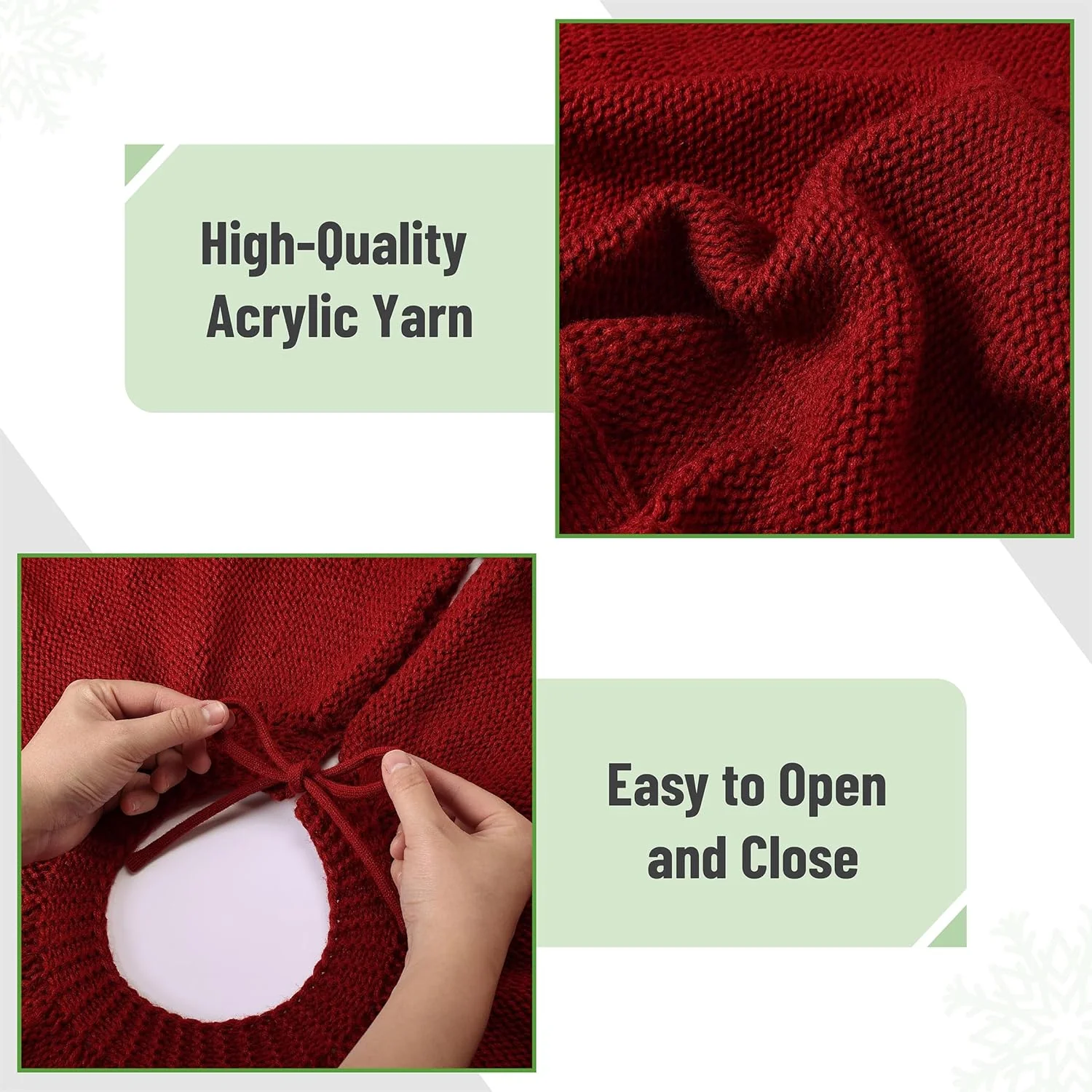 Mr. Pen- Christmas Tree Skirt, 36", Red Knitted Christmas Skirt Tree, Xmas Tree Skirt - Image 3