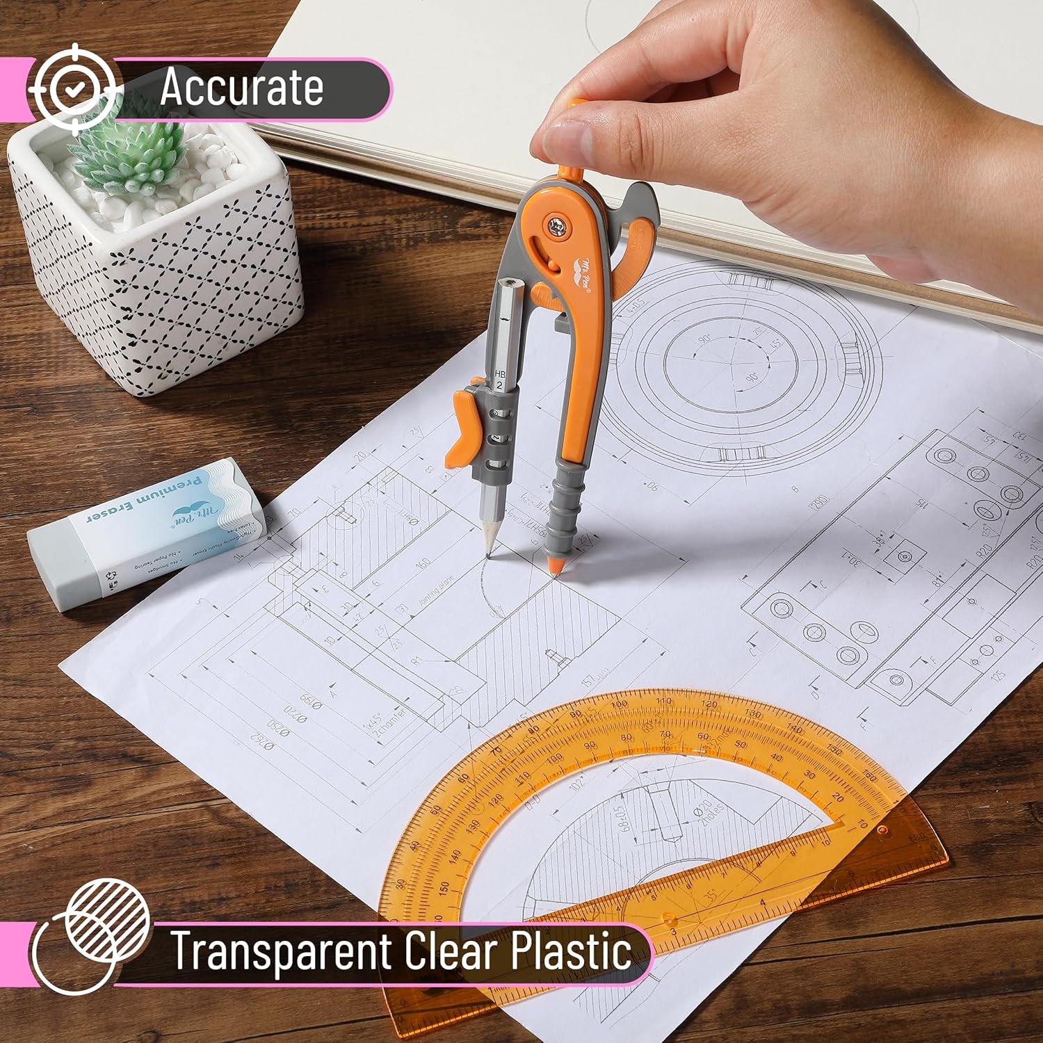 Bulk Compass and Protractor Set, 12 Sets, Colorful, Classroom - Image 5