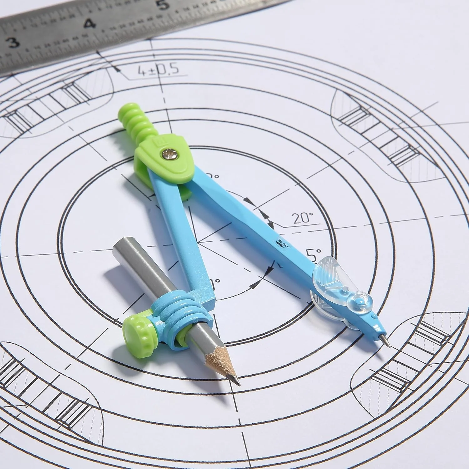 Geometry Compass with Pencil, Metal Body, Locking, Case - Image 6