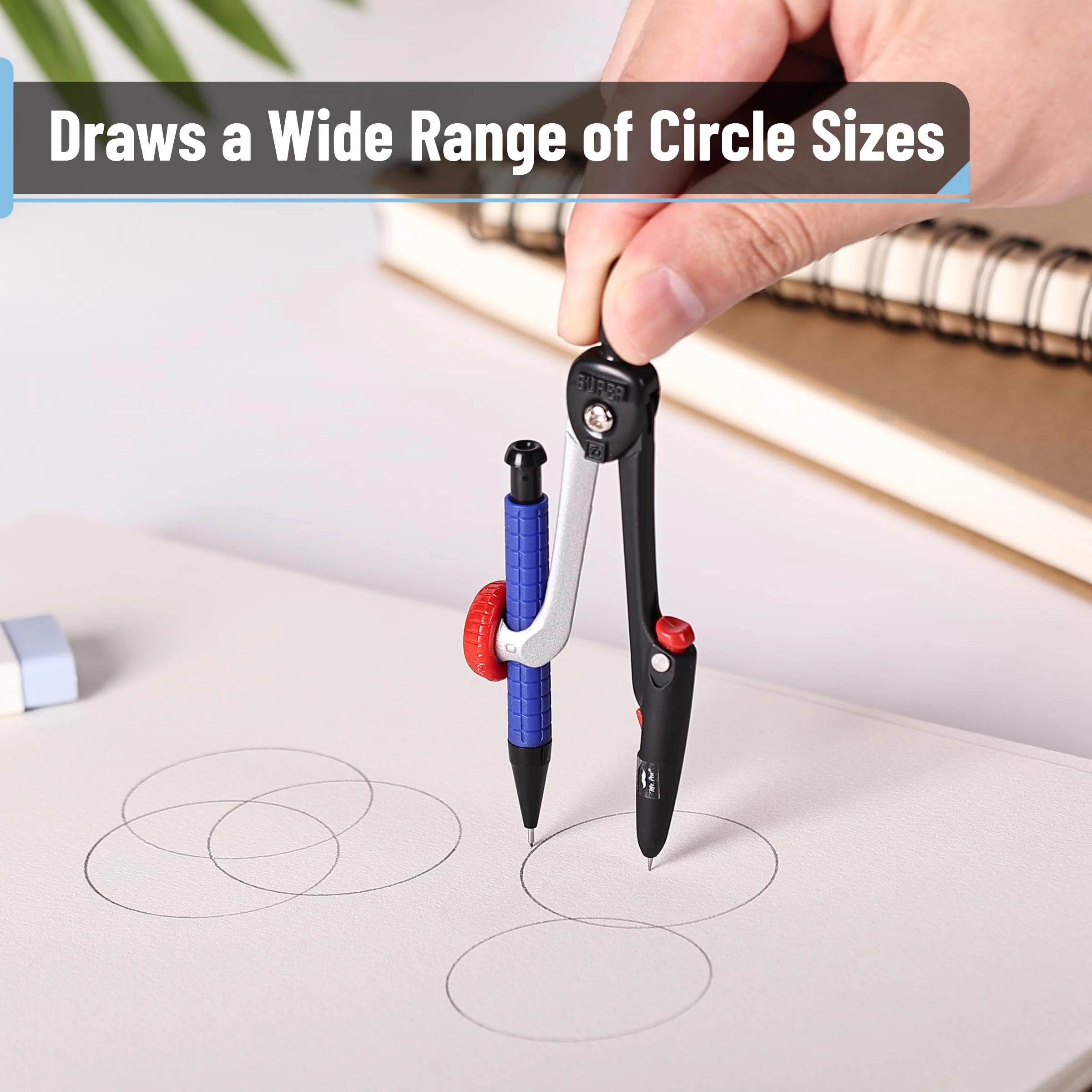 Geometry Compass, Mechanical Pencil Style, Draw 5.5" Circles - Image 3