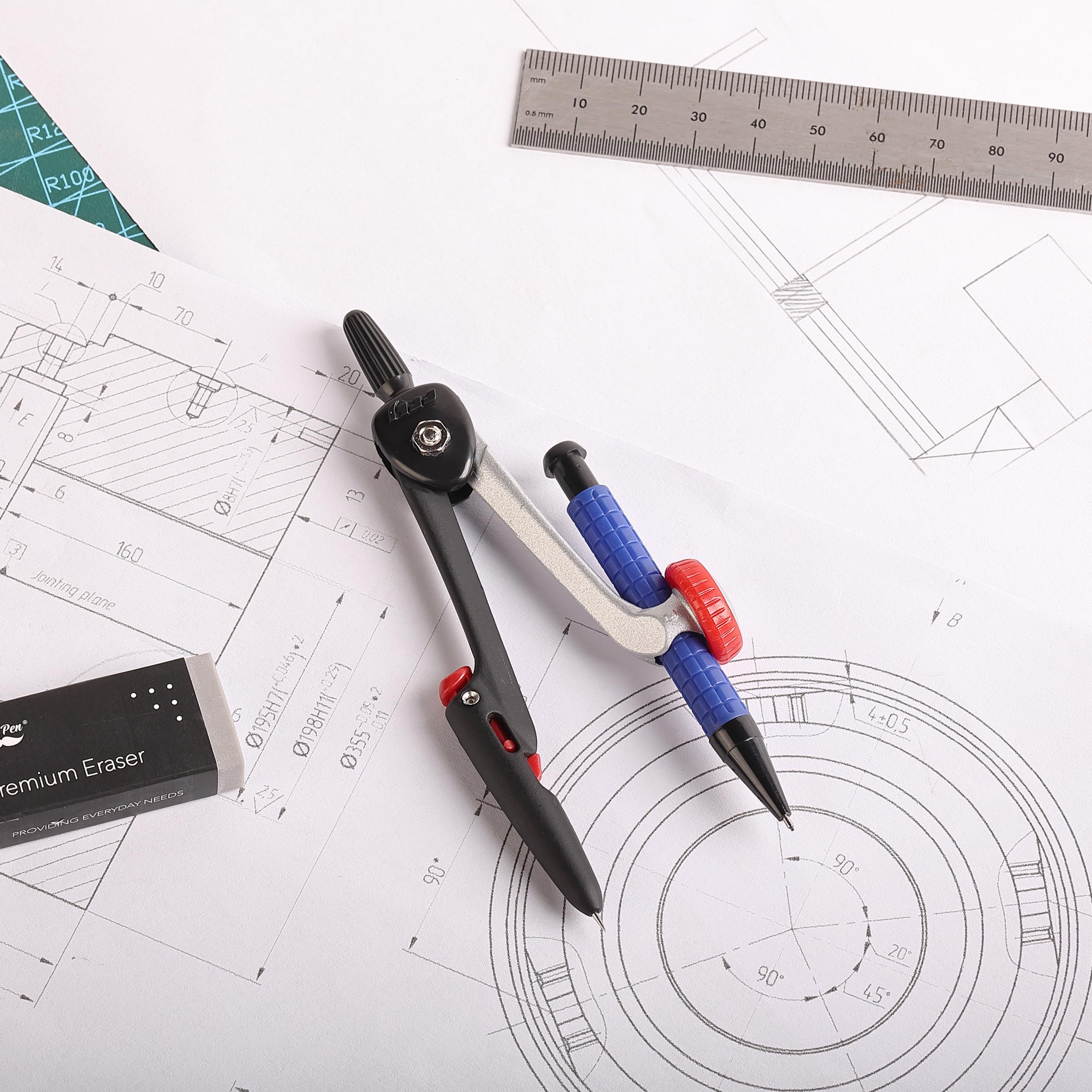 Geometry Compass, Mechanical Pencil Style, Draw 5.5" Circles - Image 5