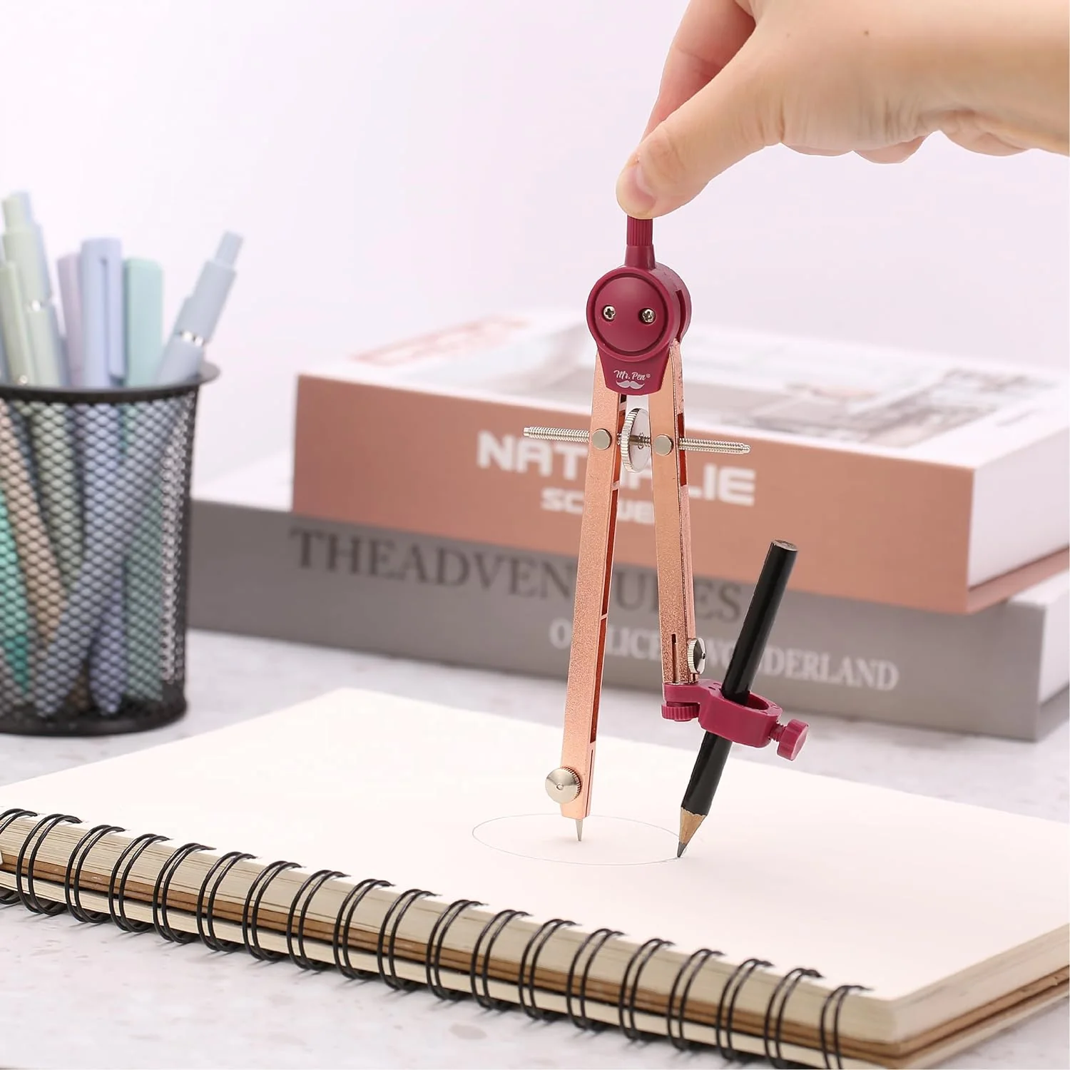 Drawing Compass for Geometry, Rose Gold, Draw Up to 11" - Image 7