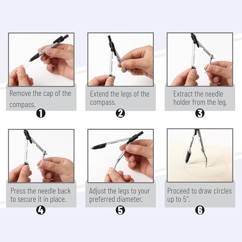 Convertible Compass for Geometry, Drafting, 5-Inch Circles - Image 3