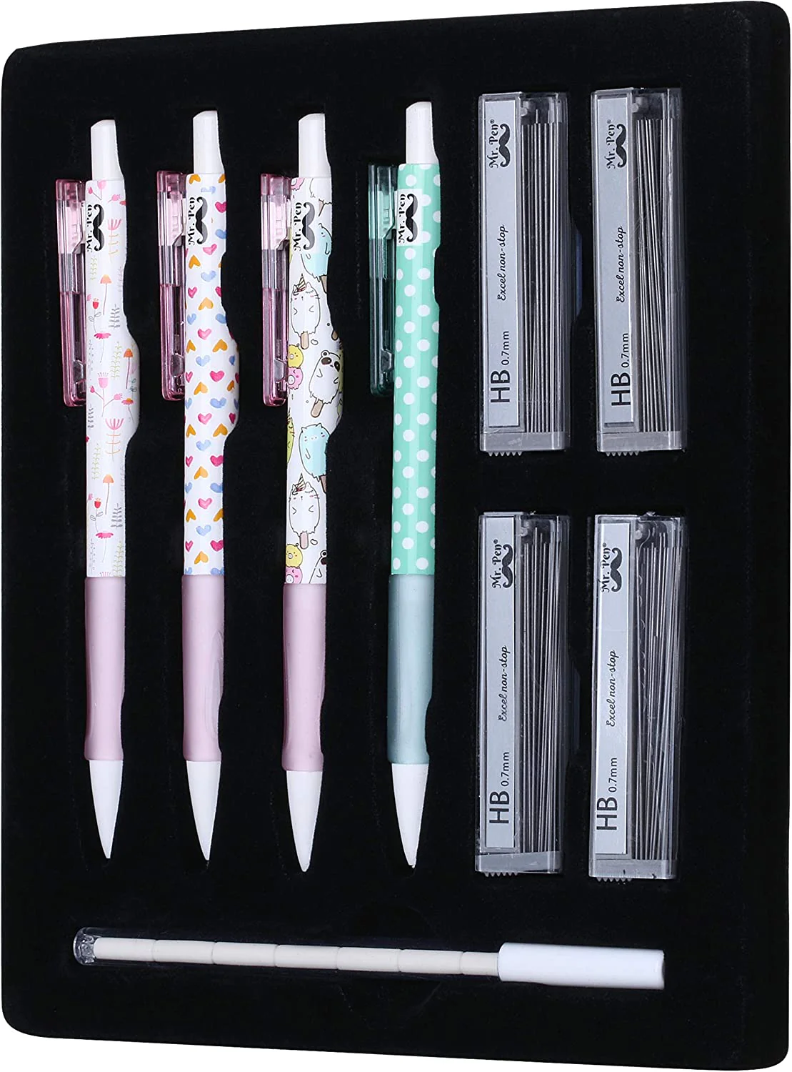Cute Mechanical Pencil Set, 0.7mm, 16 pcs, Lead + Erasers - Image 8