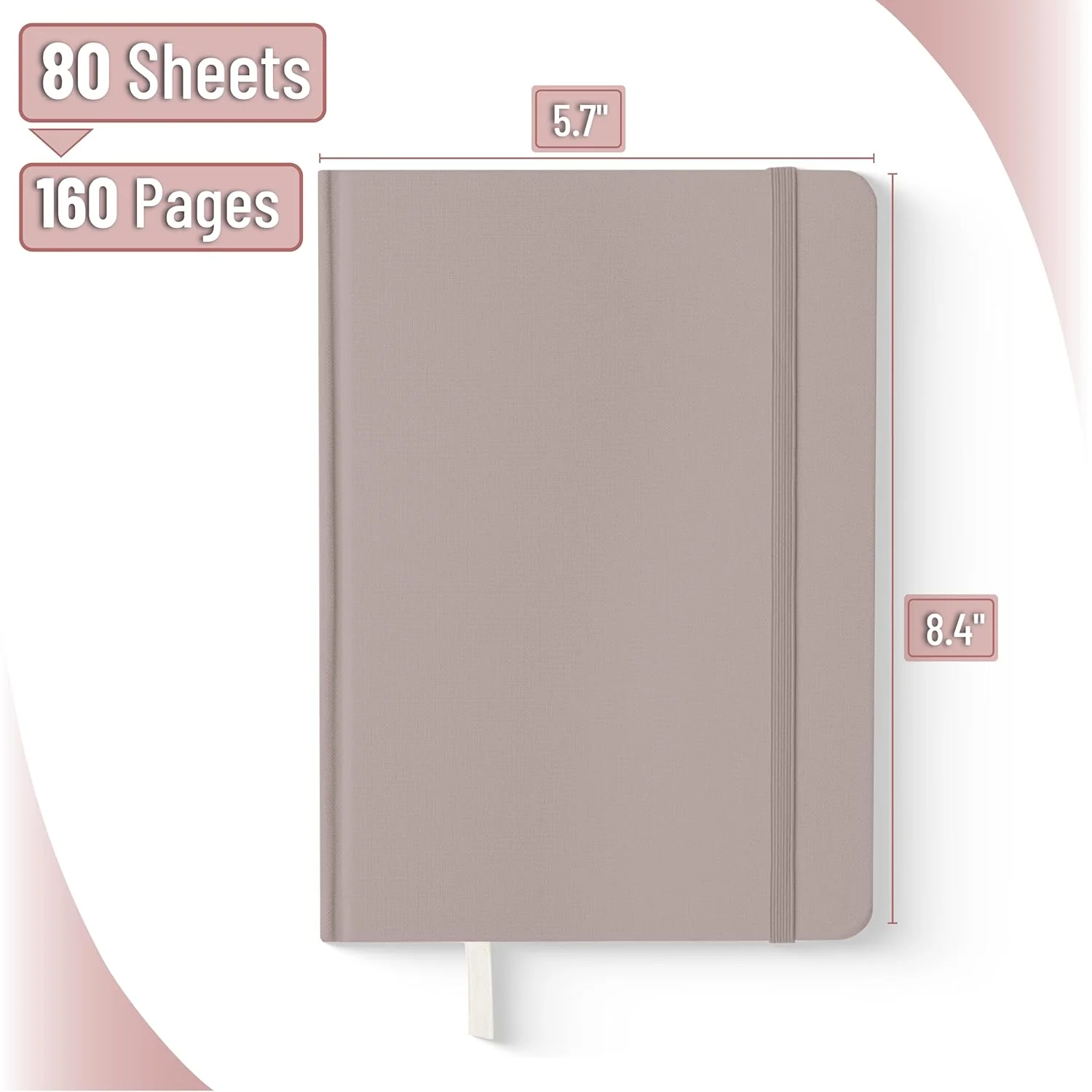Mr. Pen- Dotted Journal Notebook, 5.7"x8.3", 160 Pages, Fabric Hardcover, Brown Bullet Journal Notebook - Image 2