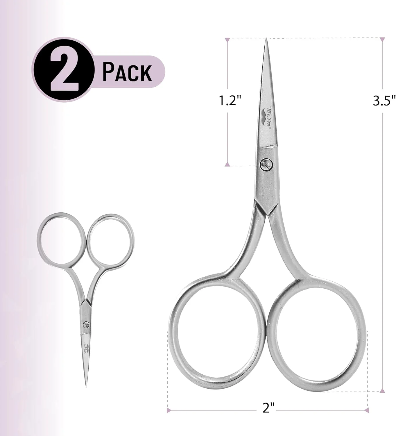 Curved Embroidery Scissors 2 Pack, 3.5”, Small Sharp Pointed Blades, Stainless Steel - Image 3
