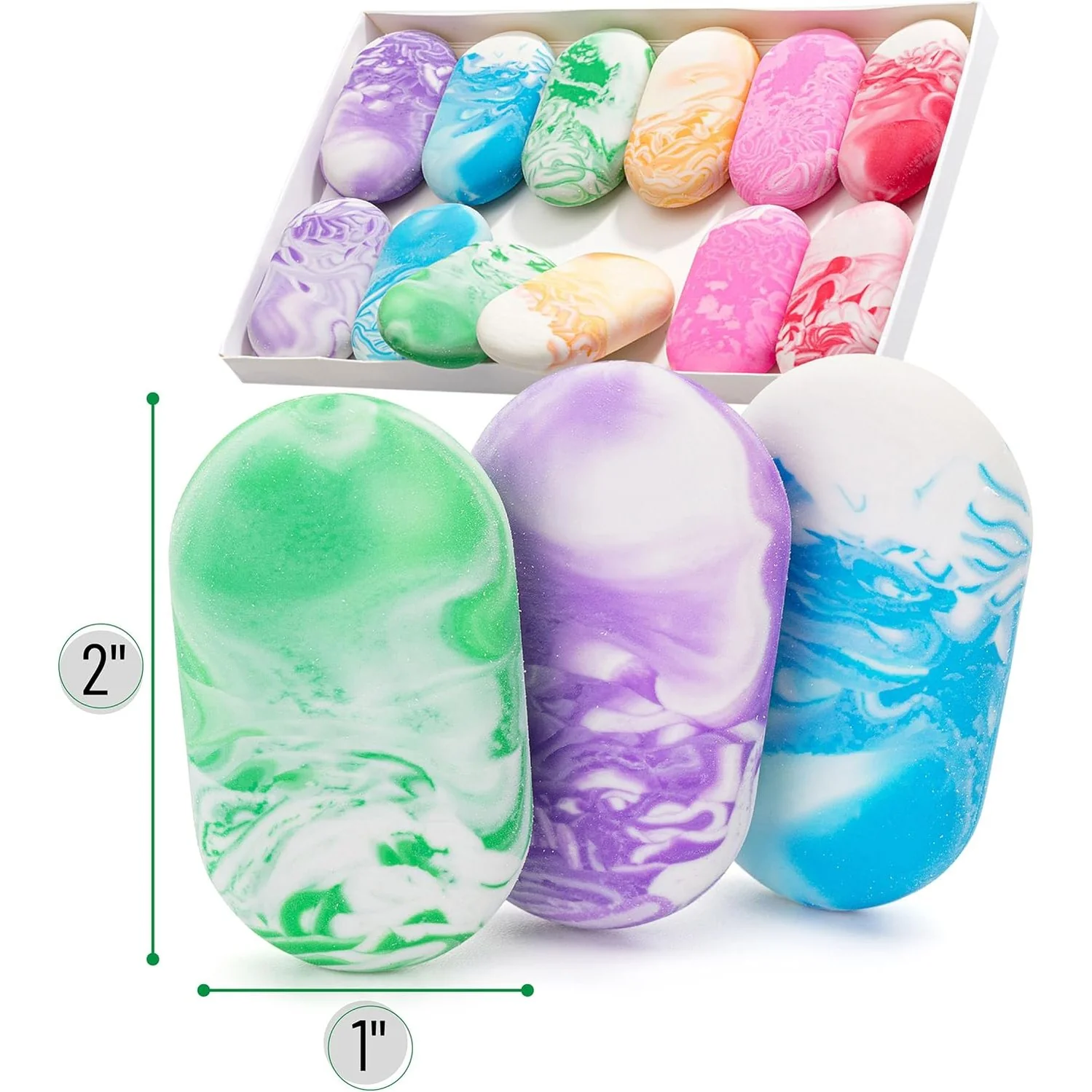 Marble Pencil Erasers, 12 Pack, Large Colorful Erasers for School & Office - Image 4