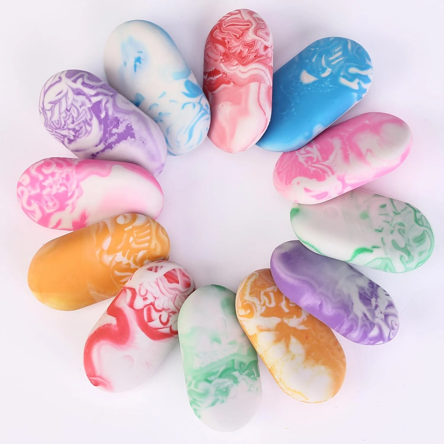 Marble Pencil Erasers, 12 Pack, Large Colorful Erasers for School & Office - Image 7