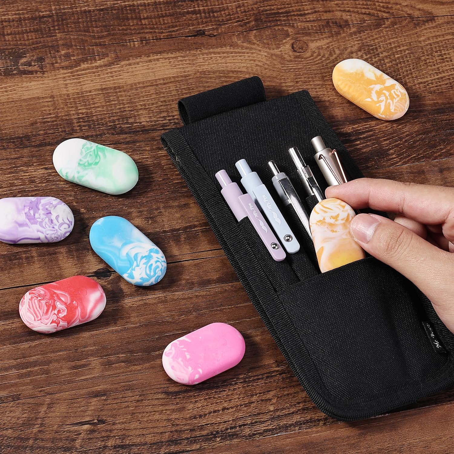 Marble Pencil Erasers, 12 Pack, Large Colorful Erasers for School & Office - Image 8