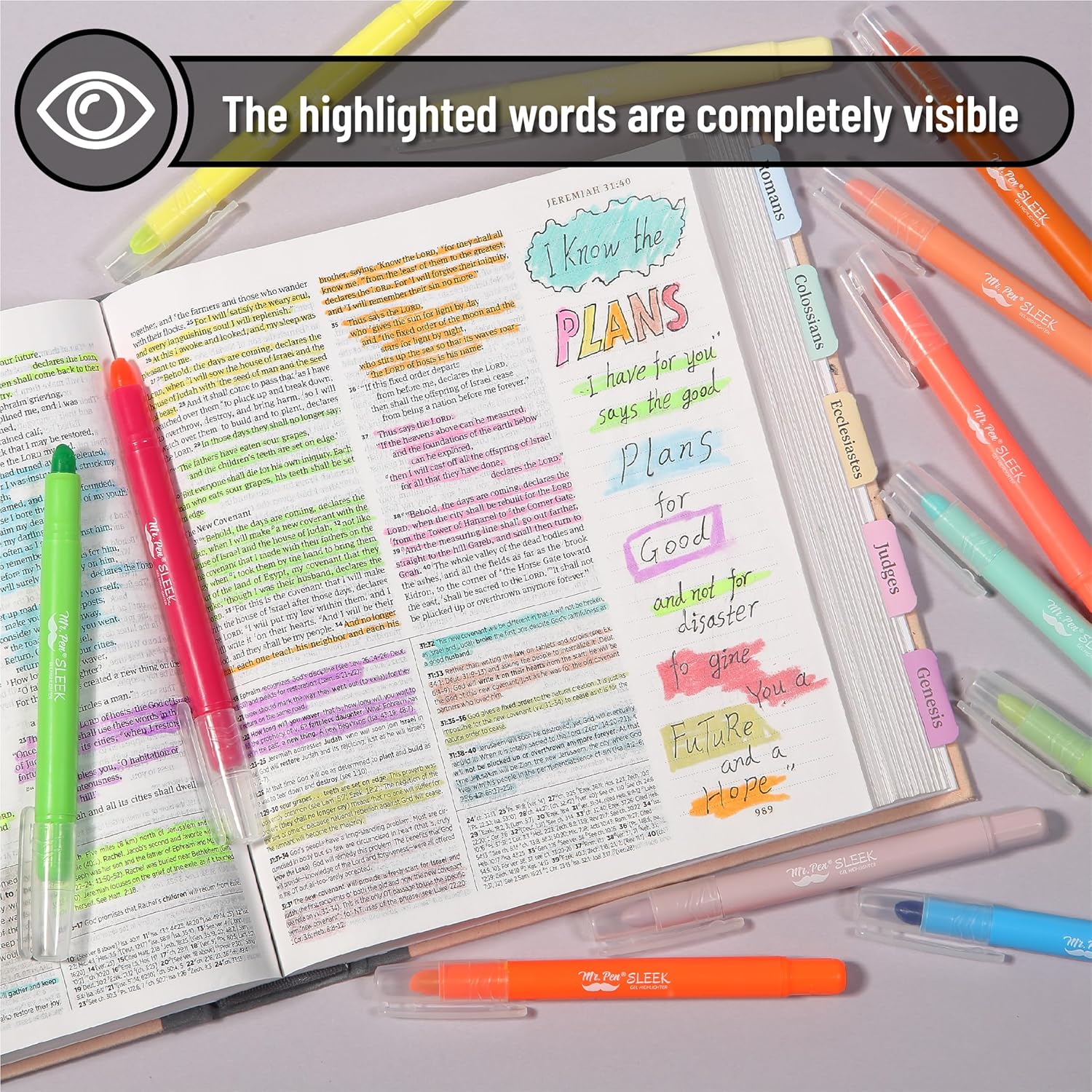 Bible Gel Highlighters, 16 Pack, Morandi & Vibrant Colors, No-Bleed, Twist-Up, Sharpenable Tips - Image 6