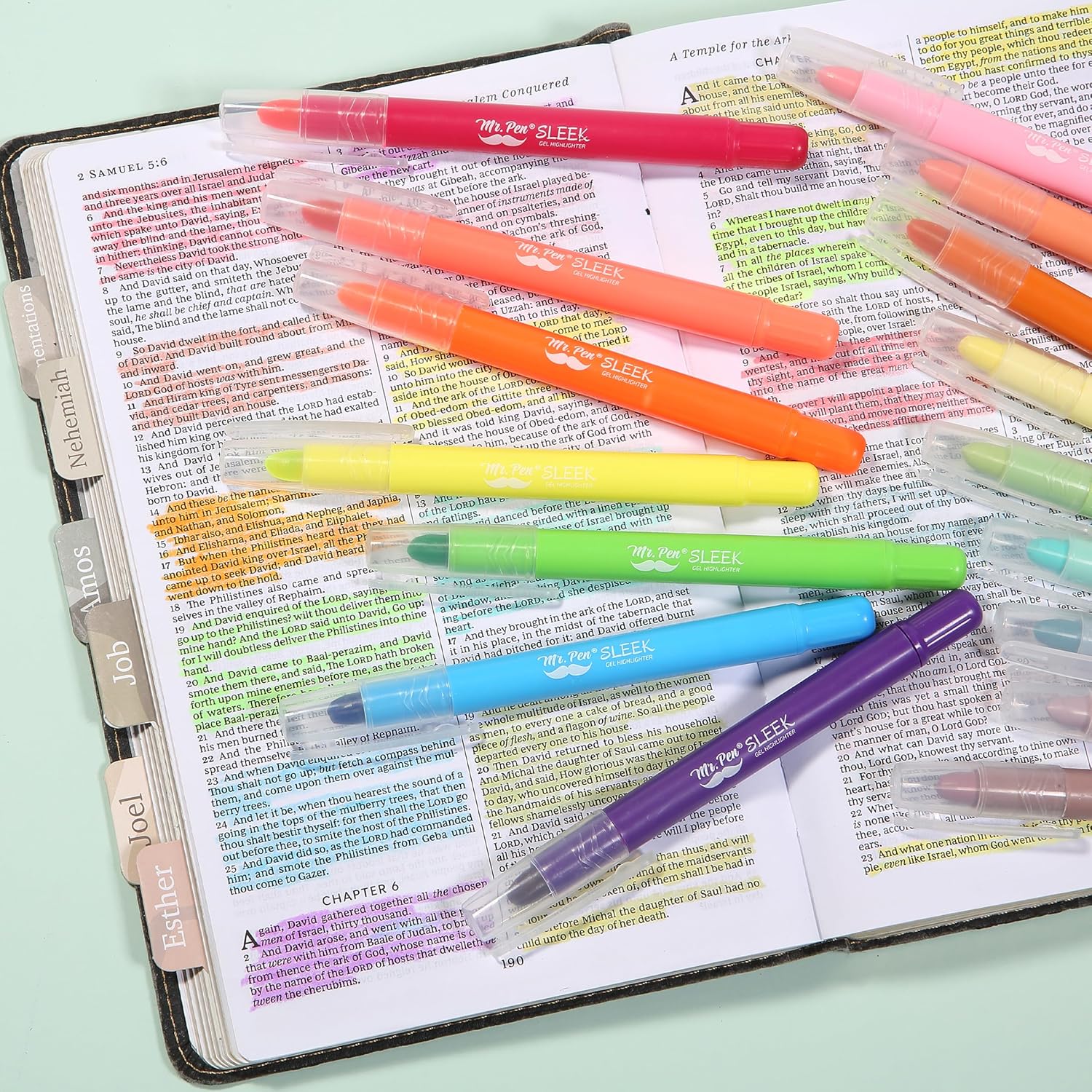 Bible Gel Highlighters, 16 Pack, Morandi & Vibrant Colors, No-Bleed, Twist-Up, Sharpenable Tips - Image 7