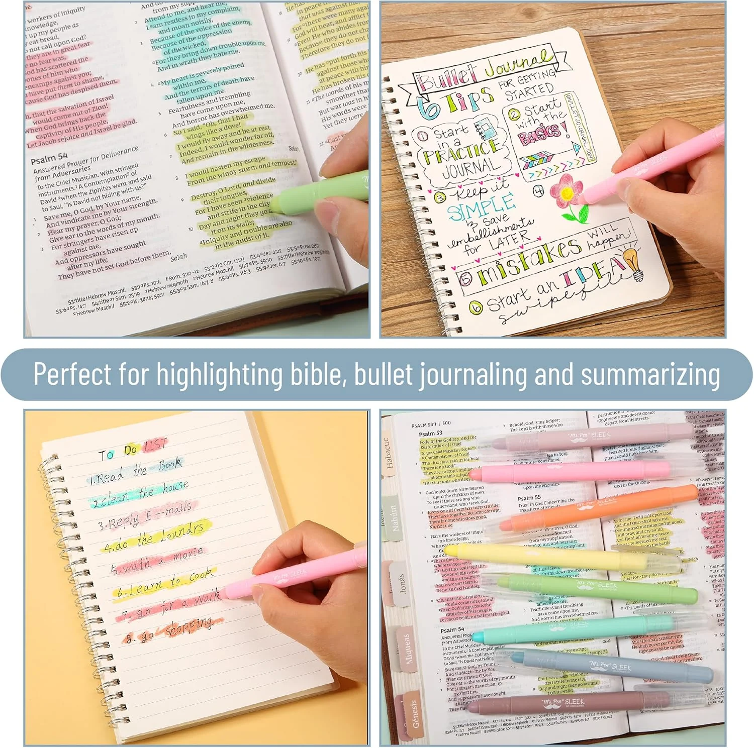 Mr. Pen- Gel Highlighter, 8 Pack, Assorted Colors, Bible Highlighters No Bleed - Image 6