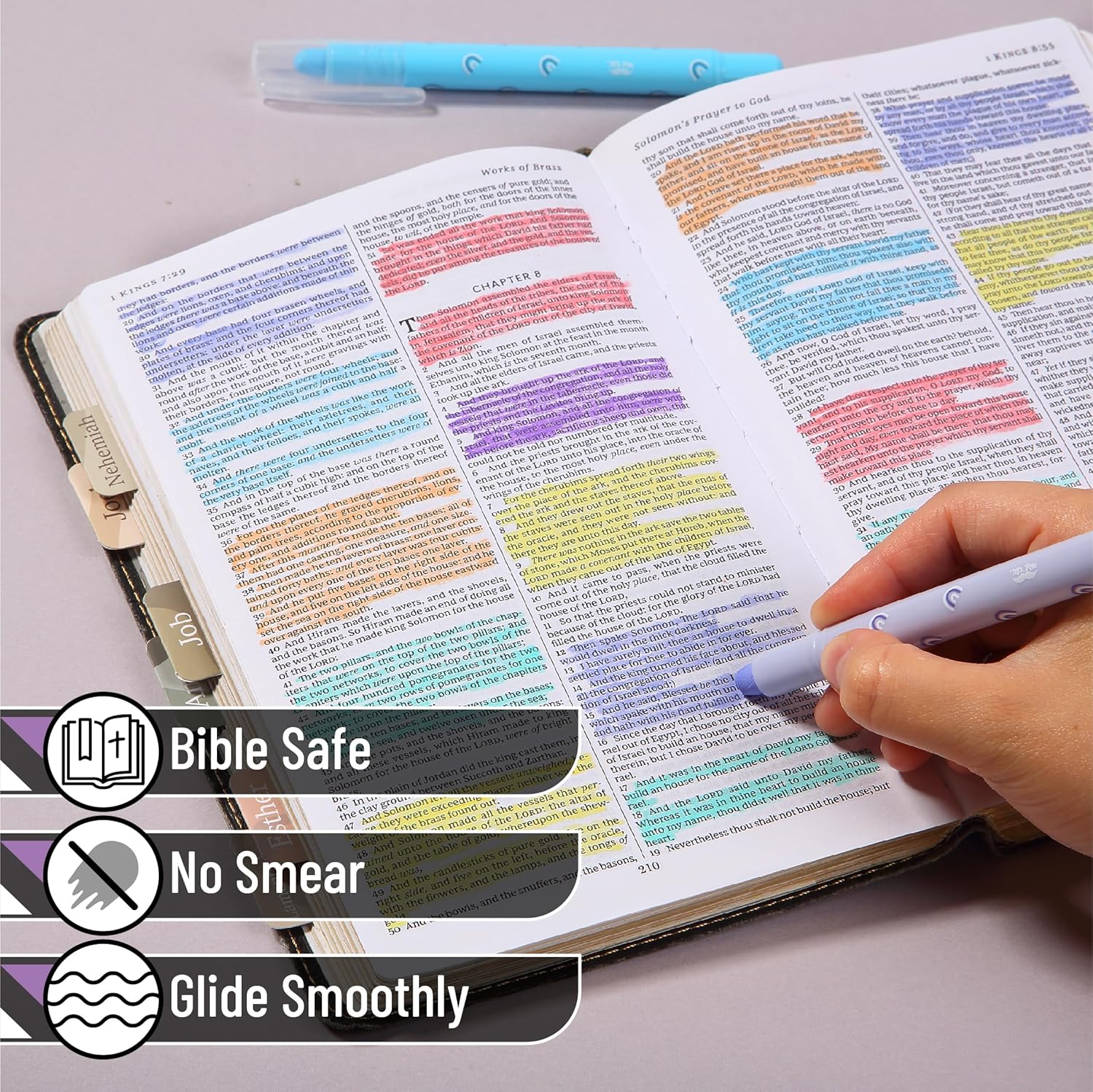Bible Gel Highlighters, 8 Pack, Assorted Colors, No-Bleed, Twist-Up, Sharpenable Tips - Image 3