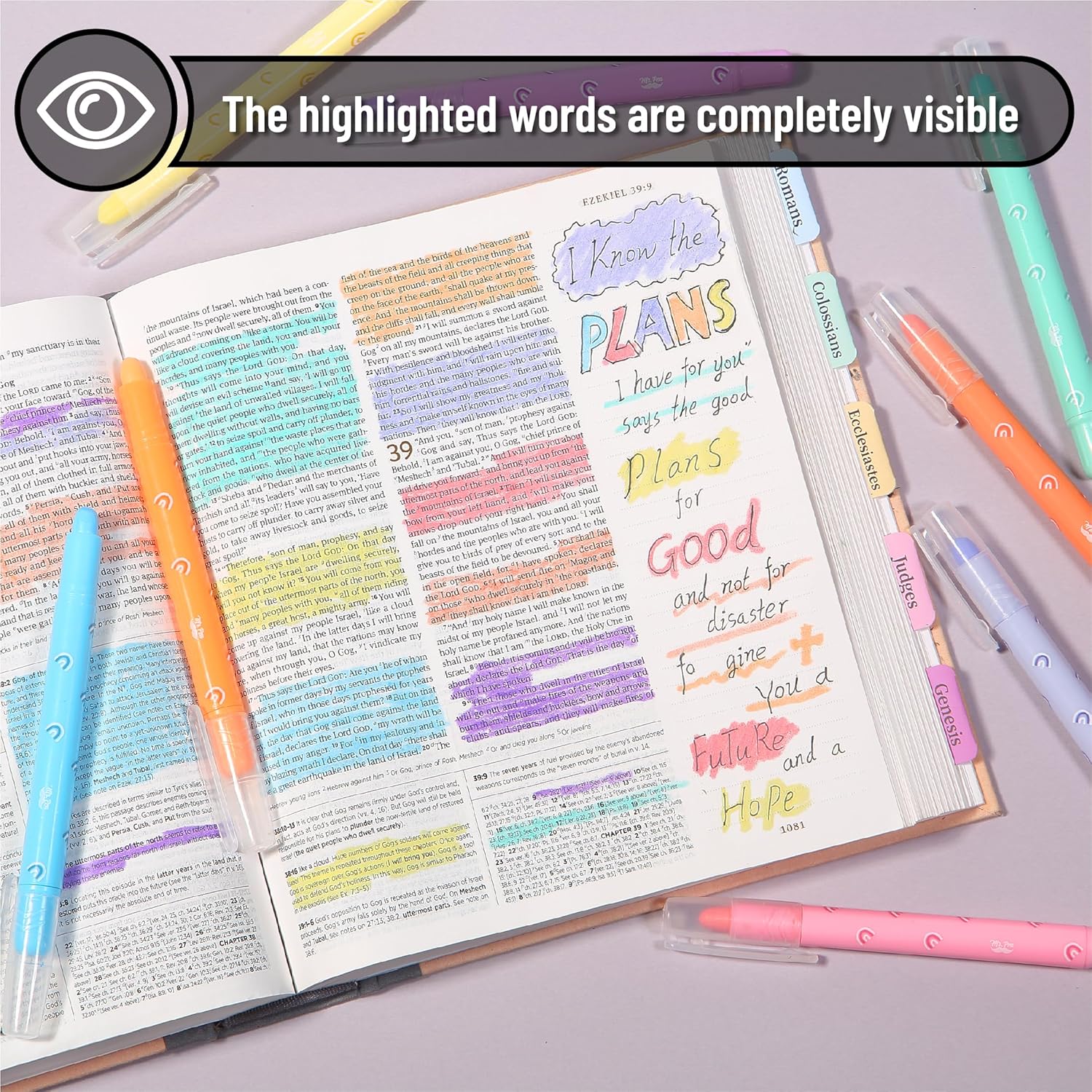 Bible Gel Highlighters, 8 Pack, Assorted Colors, No-Bleed, Twist-Up, Sharpenable Tips - Image 5