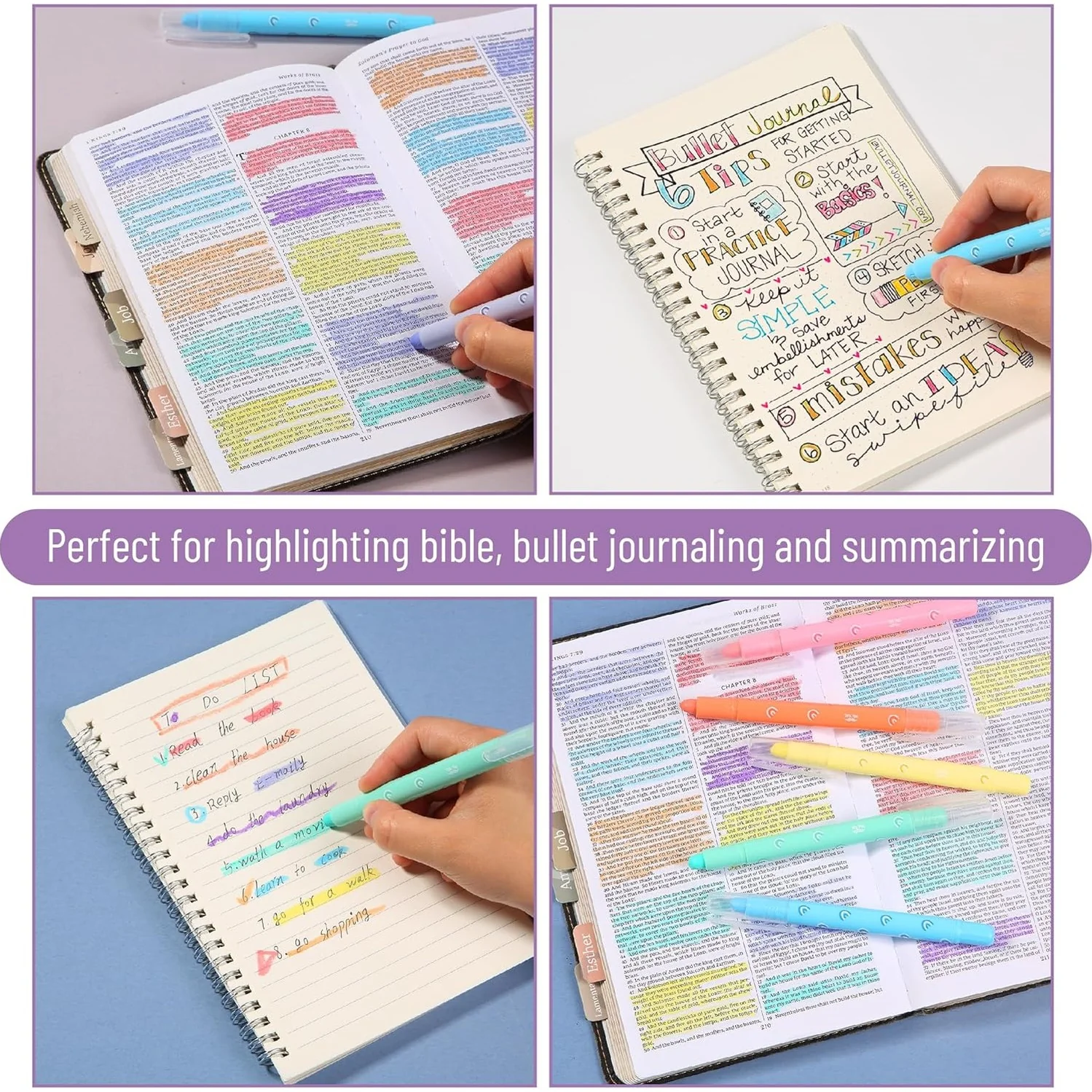Bible Gel Highlighters, 8 Pack, Assorted Colors, No-Bleed, Twist-Up, Sharpenable Tips - Image 6