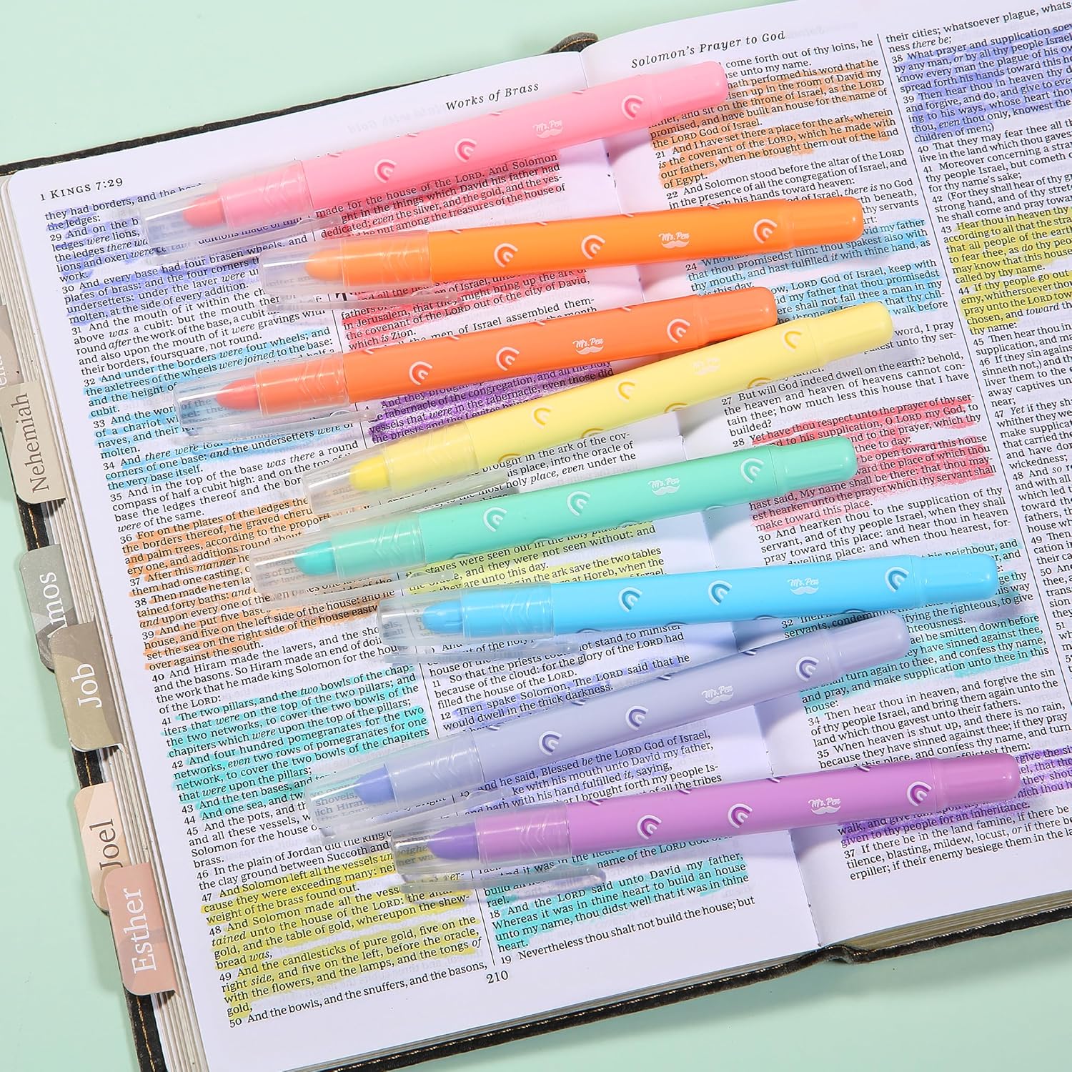 Bible Gel Highlighters, 8 Pack, Assorted Colors, No-Bleed, Twist-Up, Sharpenable Tips - Image 8