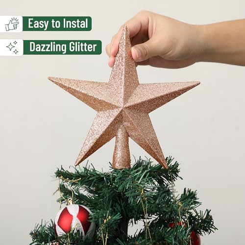 Mr. Pen- Glitter Star Tree Topper, 8-Inch, Champagne Star Christmas Tree Topper Star, Christmas Tree Star Topper - Image 4