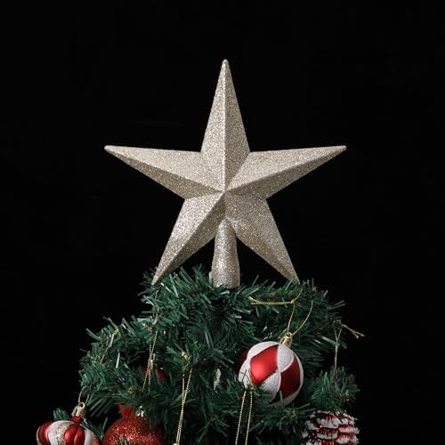 Mr. Pen- Glitter Star Tree Topper, 8-Inch, Champagne Star Christmas Tree Topper Star, Christmas Tree Star Topper - Image 6