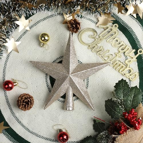 Mr. Pen- Glitter Star Tree Topper, 8-Inch, Champagne Star Christmas Tree Topper Star, Christmas Tree Star Topper - Image 7