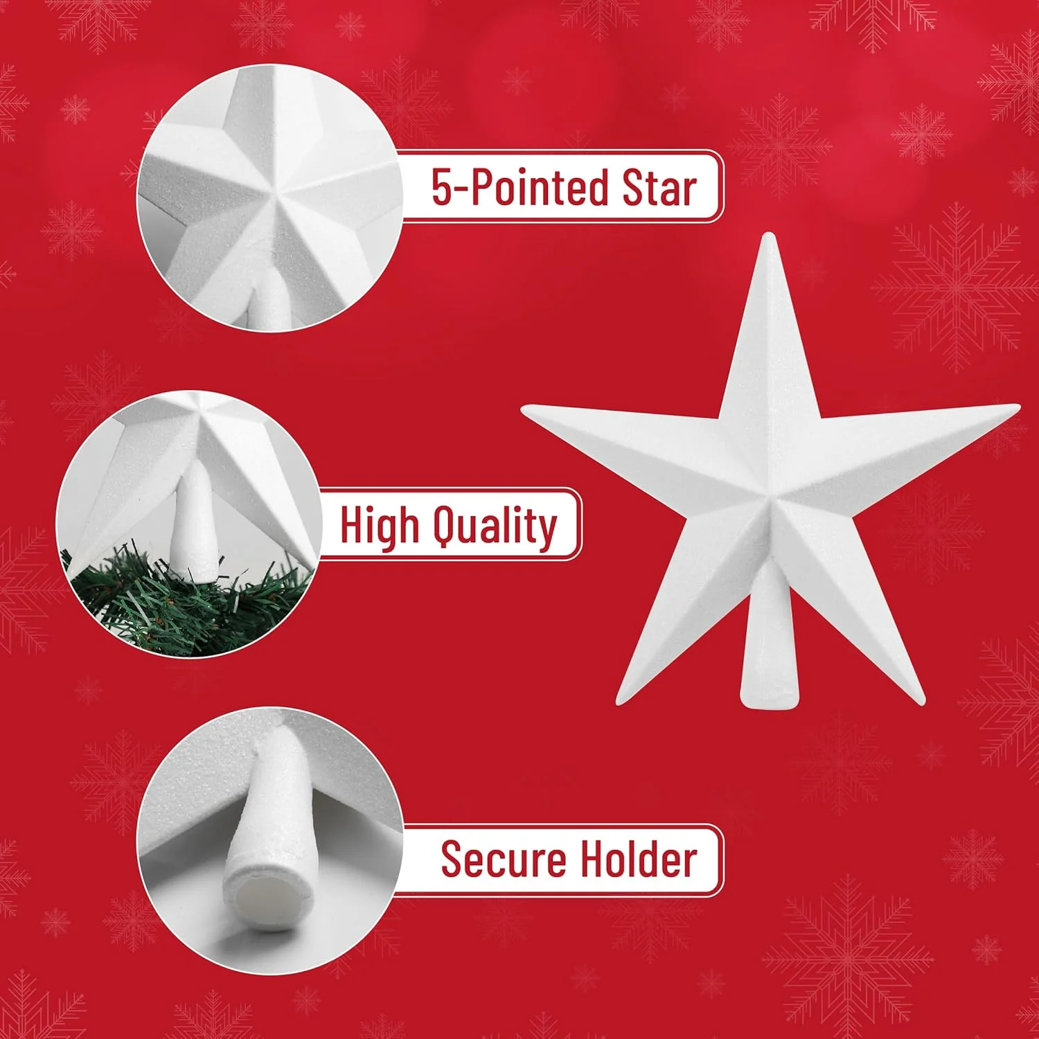 Mr. Pen- Glitter Star Tree Topper, 8-Inch, White Star Christmas Tree Topper Star, Christmas Tree Star Topper - Image 3