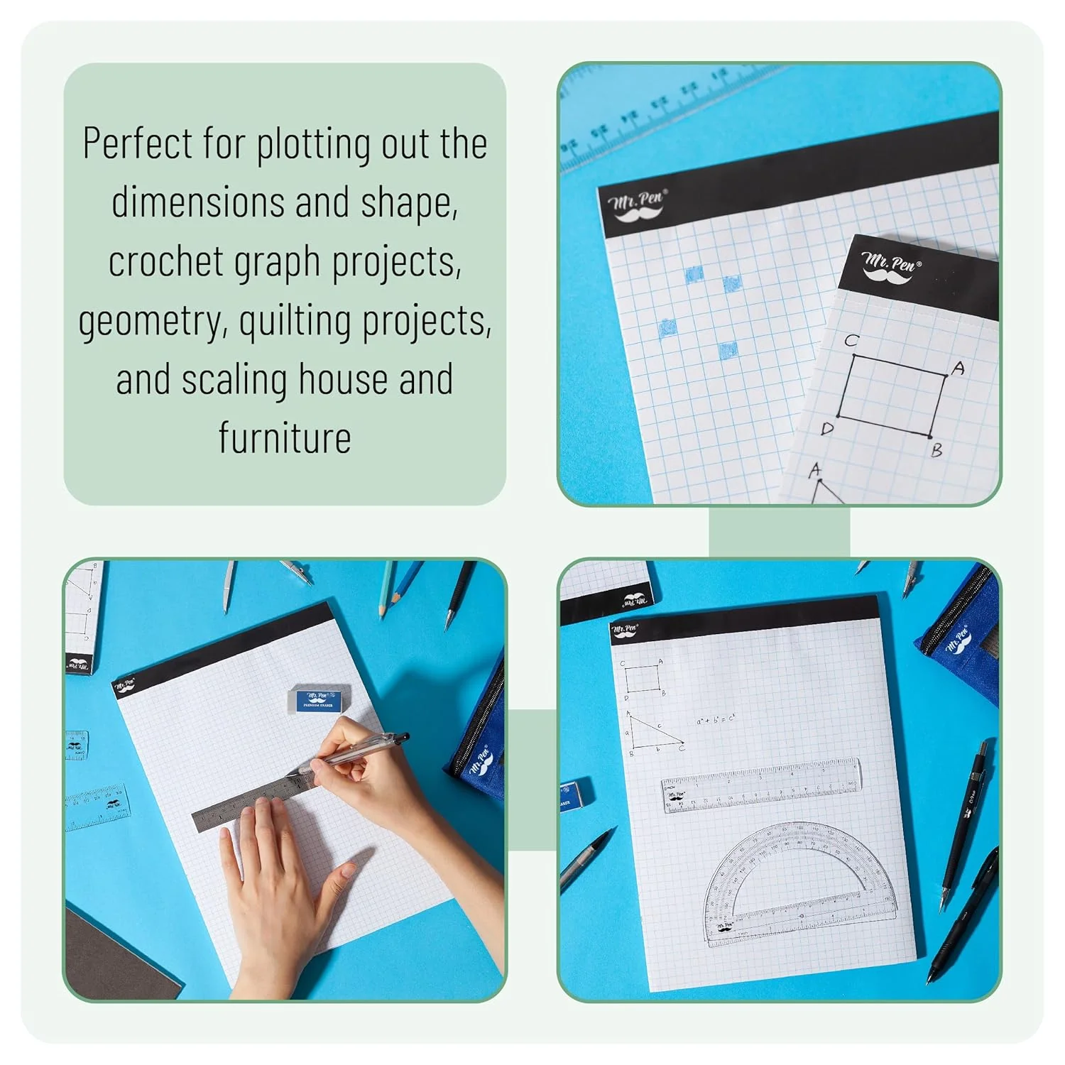 Bulk Graph Paper 8.5x11, 12 Pack, 30 Sheets Each, 4x4 Grid Paper (4/in) - Image 5