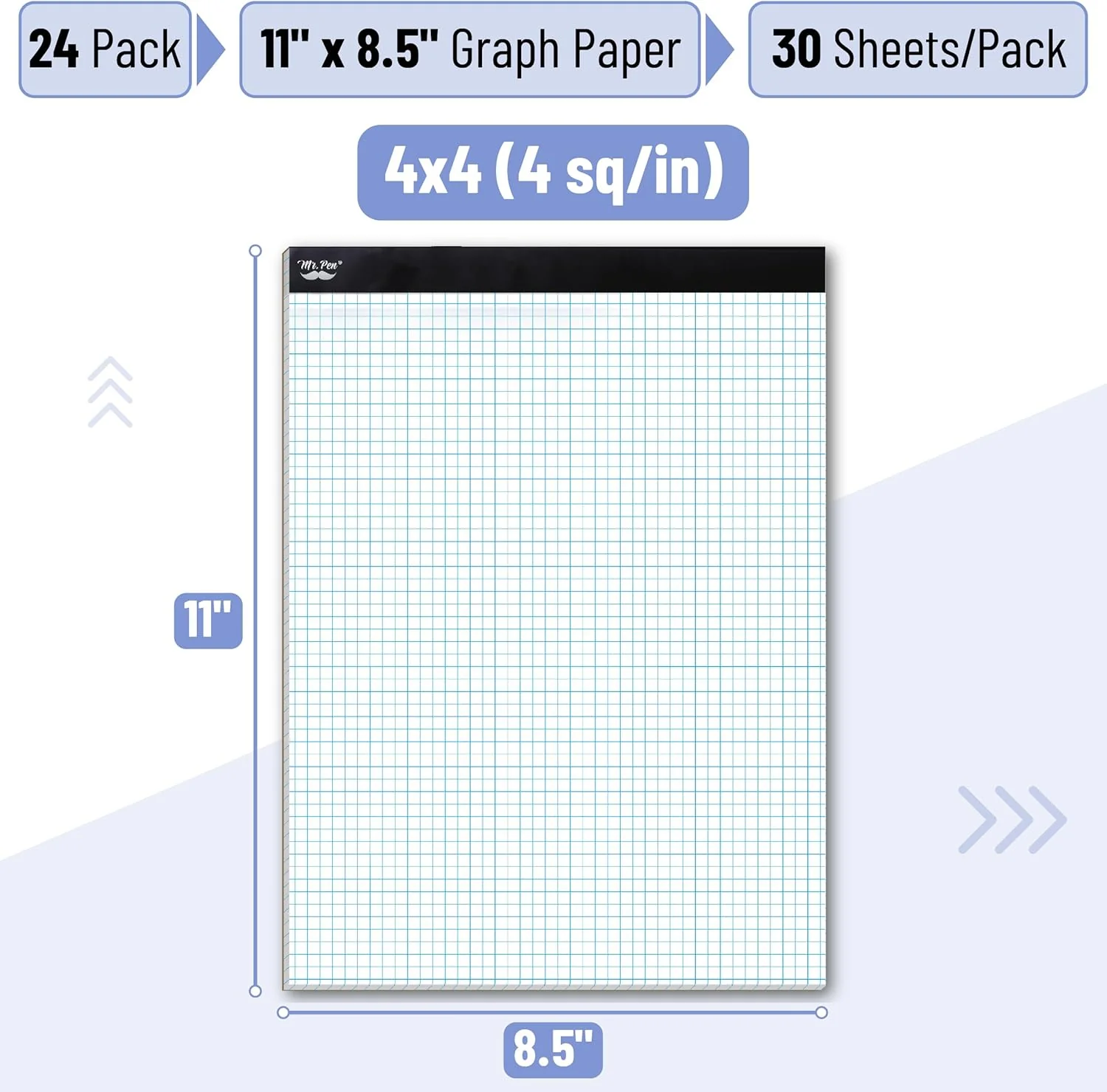 Bulk Graph Paper 8.5x11 Inch, 24 Pack, 30 Sheets Each, 4x4 Grid Paper - Image 3