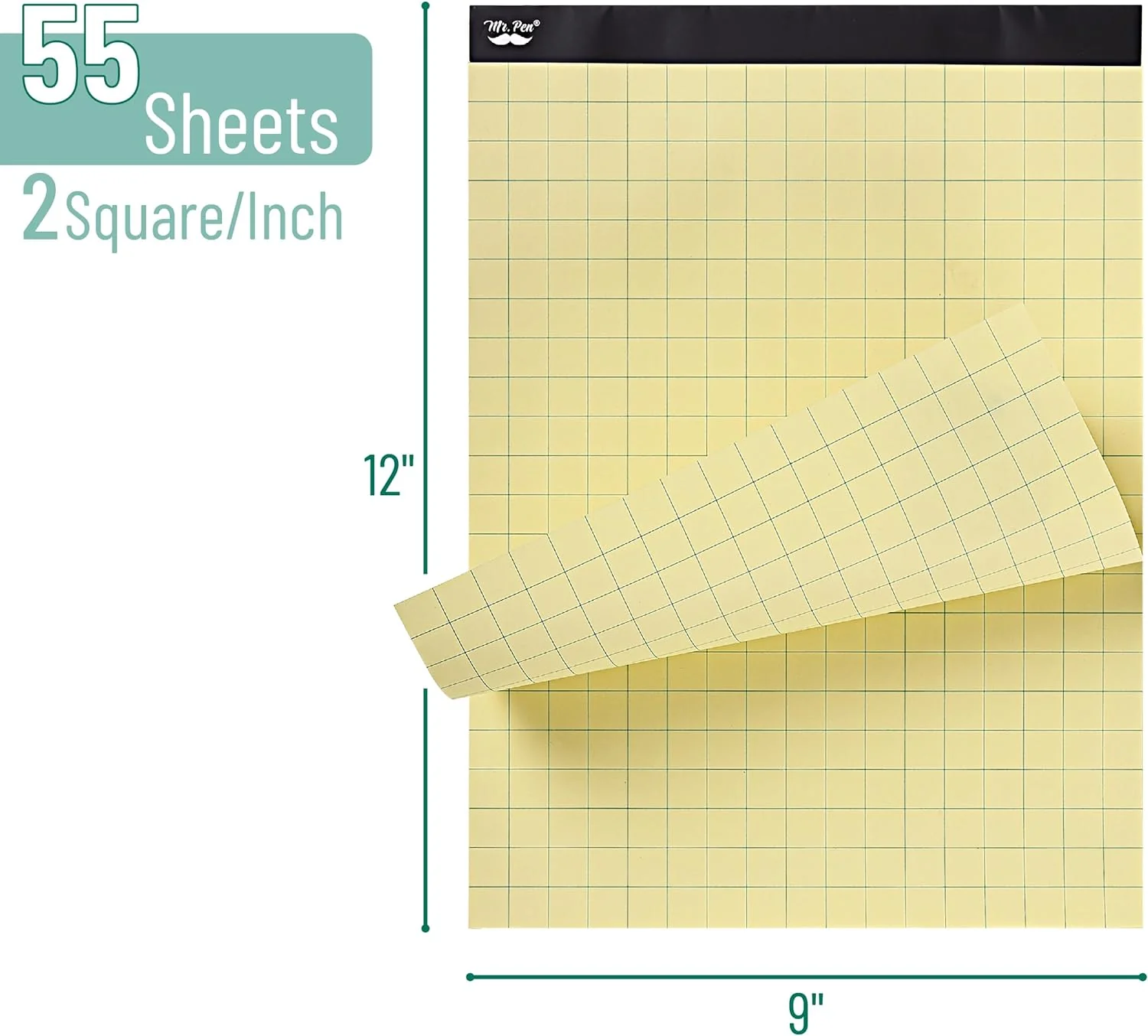 Yellow Graph Paper 11x8.5, 2x2 Grid Paper (1/2 in), 55 Sheets - Image 3