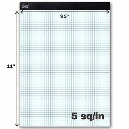 Graph Paper Pad 11x8.5, 5x5 Grid Paper, 3-Hole Punched, 55 Sheets - Image 6